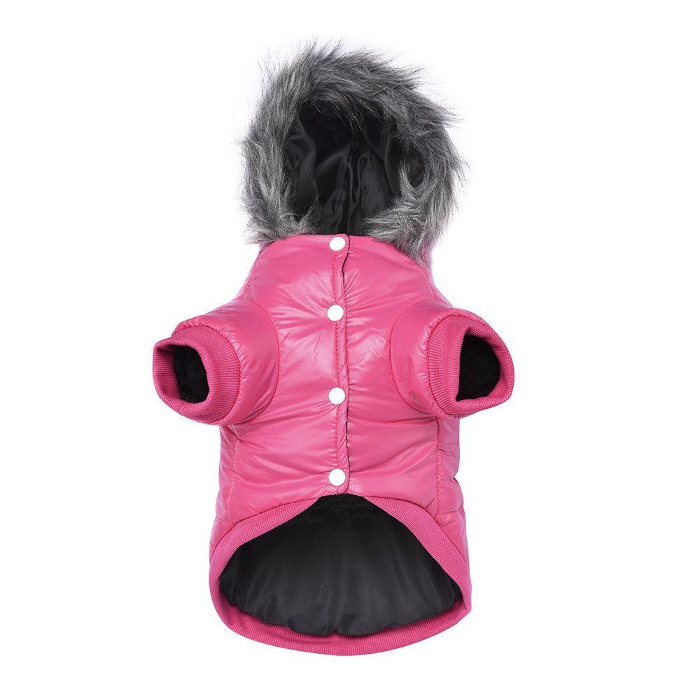 Lesypet Warm Windproof Puffer Dog Jacket for Small Dogs & Puppies - Winter Coat in Pink XXL - Perfect for Cold Weather Walks & Outdoor Adventures