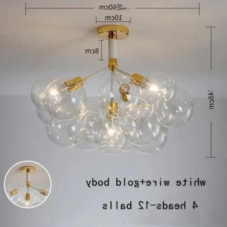 Elegant Transparent Glass Bubble Chandelier - Modern Artistic Lighting Fixture for Dining Room, Living Room & Bedroom Decor
