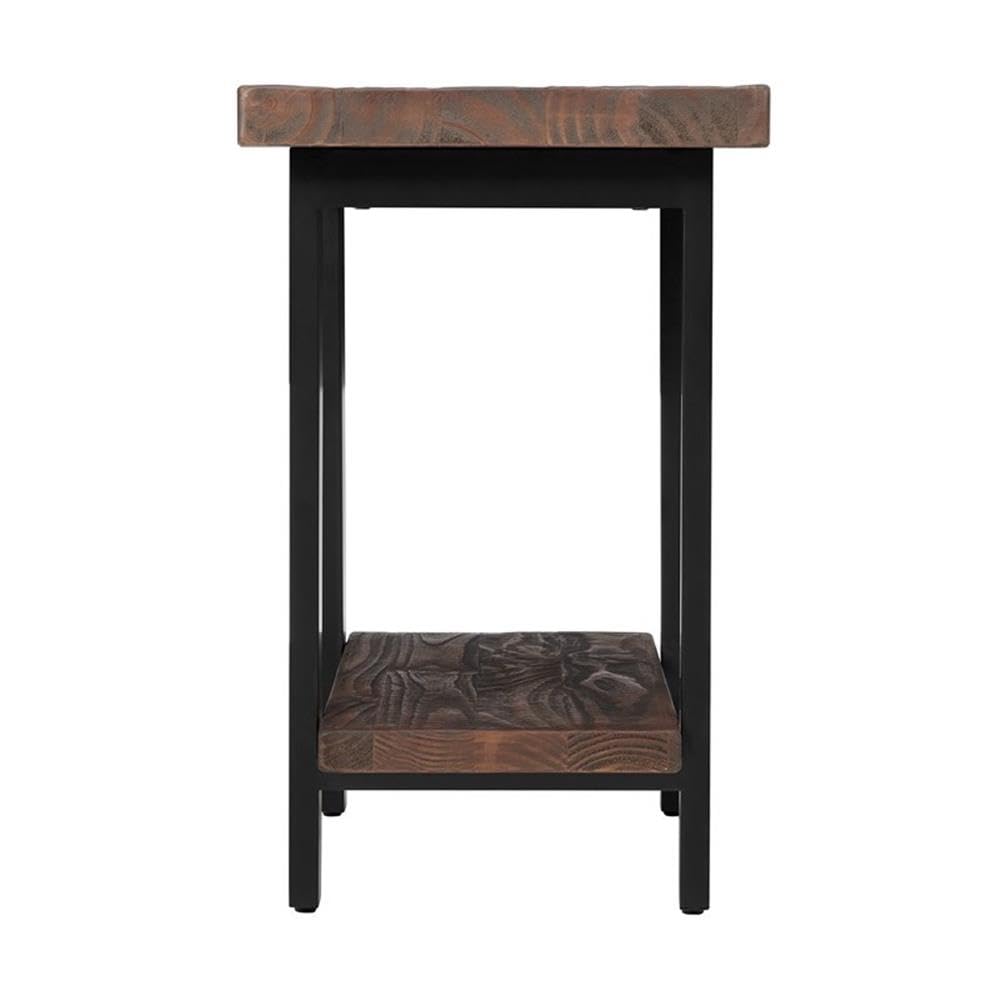 Alaterre Pomona Rustic End Table - Natural Finish Metal & Wood Side Table for Living Room | Handcrafted Home Decor Accent Stand with Solid Wood & Metal Design | Perfect for Coffee Table Companion, Bedroom Nightstand or Entryway Decor