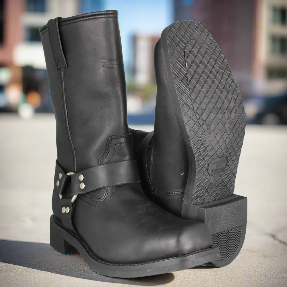 Ride Tec Men's Size 13 Motorcycle Boots - Durable Leather Harness Boots for Cruiser & Biker - Perfect for Long Rides & Motorcycle Safety