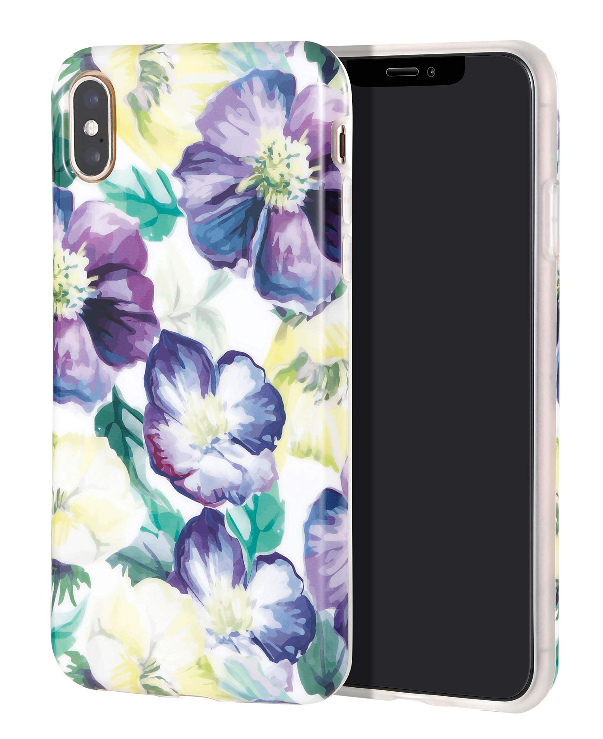 SunshineCases Flower iPhone XS Case - Slim Cute Protective Phone Cover for Women & Girls | Purple Yellow Orchid Floral Design | Easy Grip | Perfect for Everyday Use, Work & Travel