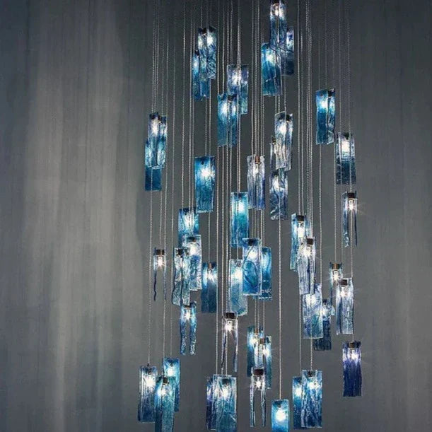 1/25/60/84 Light Colorful Rectangle Cluster Glass Tile Pendant Chandelier - Modern Art Design for Dining Room, Living Room & Bedroom Lighting