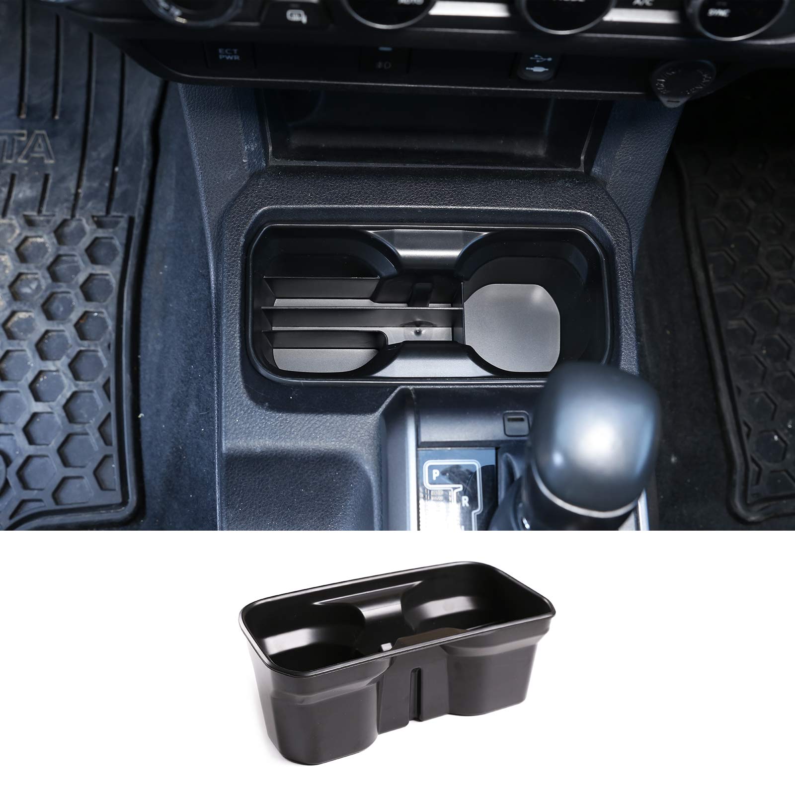 LLKUANG Armrest Storage Box with Cup Holder for Toyota Tacoma 2016-2020 - Center Console Organizer for Phone, Cards & Accessories - Black Car Interior Upgrade (Perfect for Road Trips & Daily Commute)