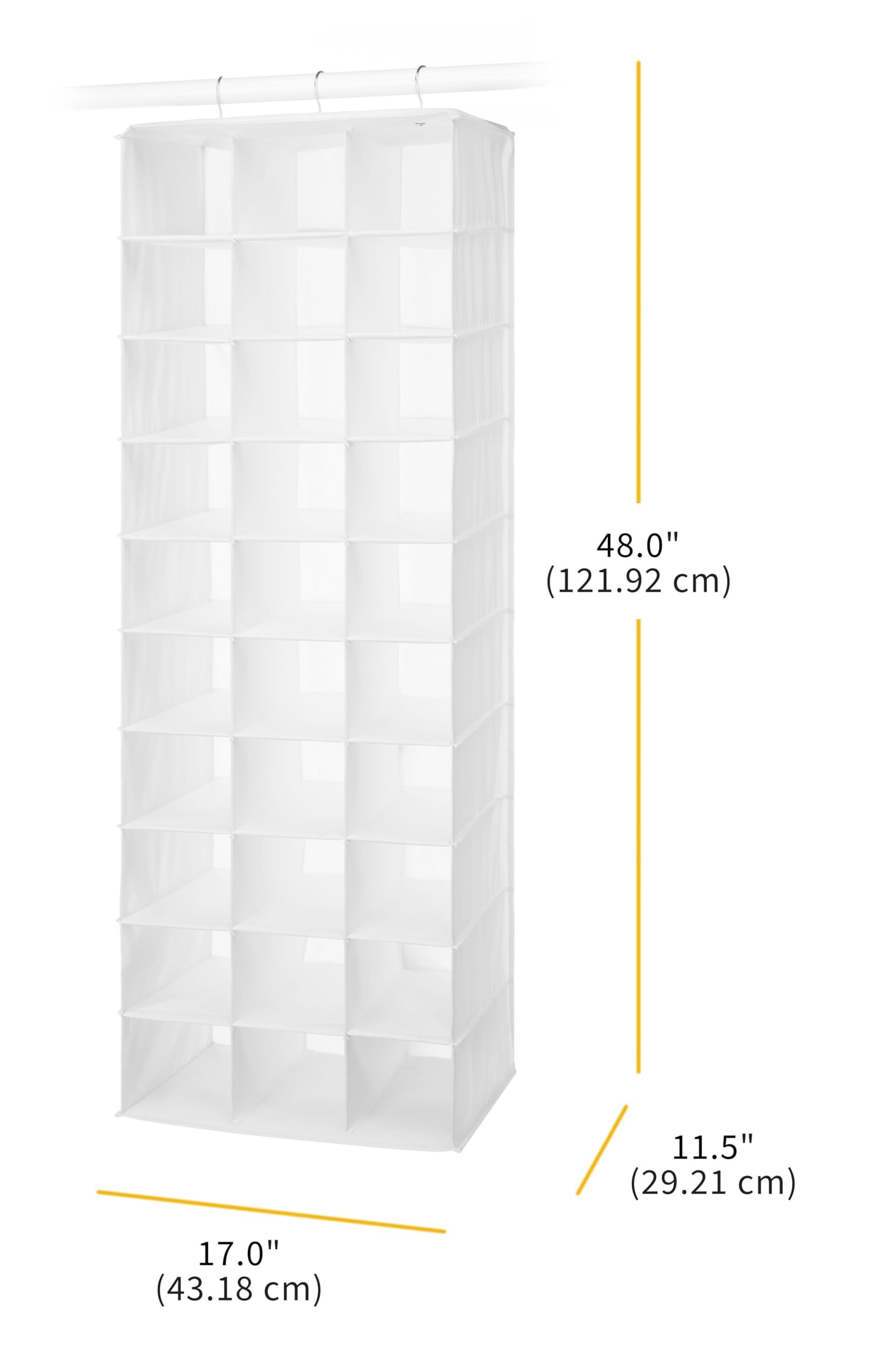 Whitmor Hanging Shoe Organizer - 30-Pocket Closet Storage for Shoes, Accessories & More - Space Saving Solution for Bedroom, Closet or Entryway (White)