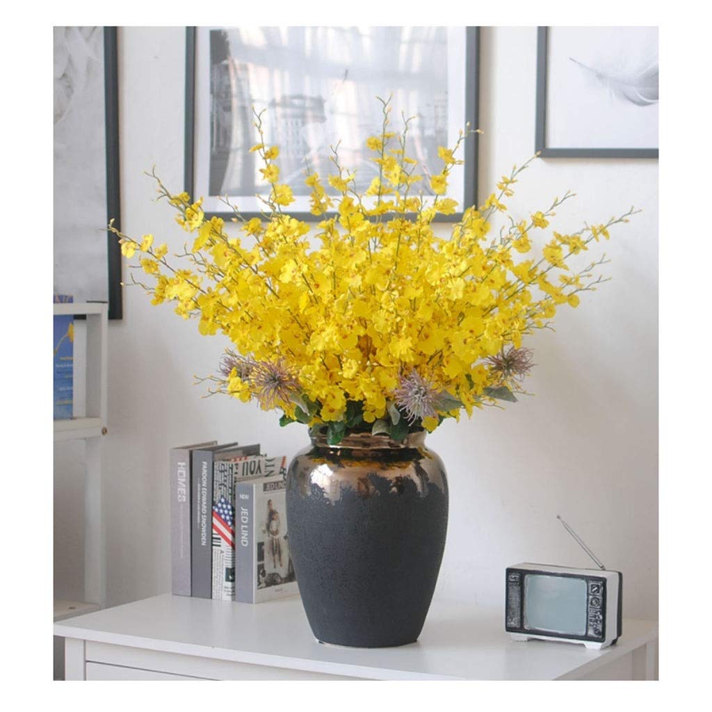 Premium Artificial Flower Plants in Ceramic Vase - 35 Inch Tall Fake Floral Arrangement for Home Decor, Wedding Centerpieces, Office & Tabletop Decoration - Realistic Faux Greenery Indoor Planter