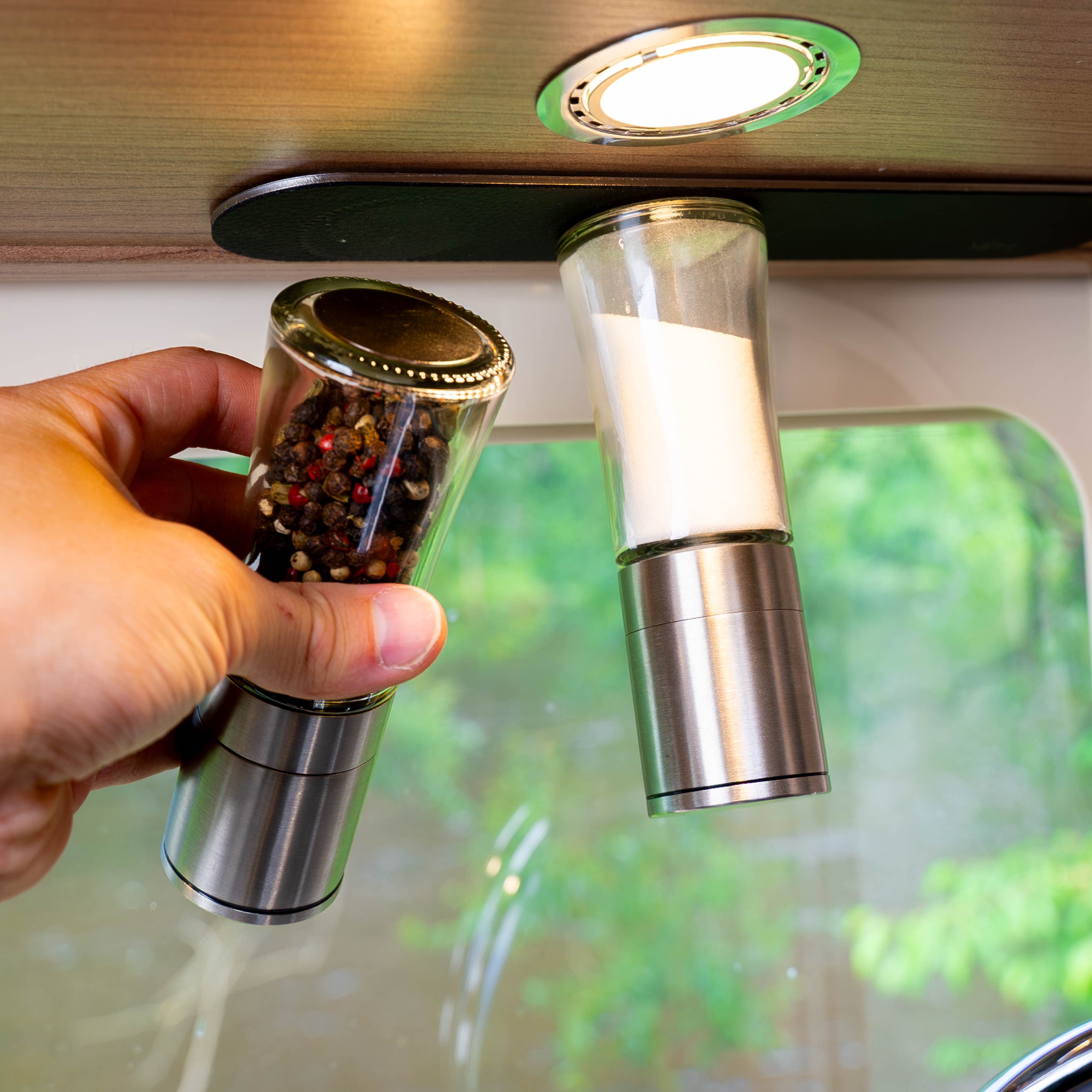 Premium Magnetic Spice Grinder Set with Mounting Bar - Perfect for Kitchen, Camping & Travel Spice Storage