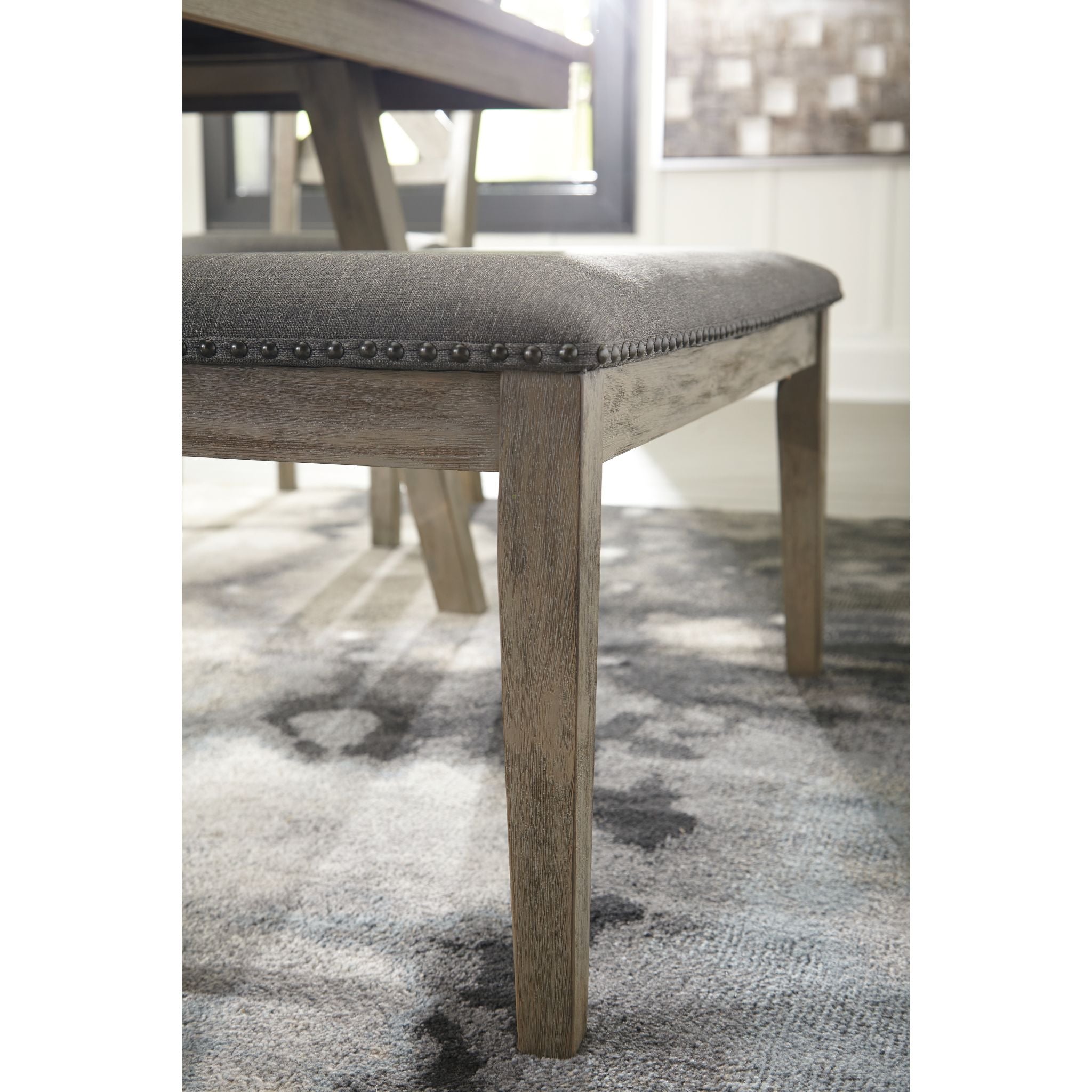 Aldwin Bench - Modern Gray Wooden Bench with Sturdy Metal Legs (D617 00) - Perfect for Entryway, Living Room, or Bedroom Seating