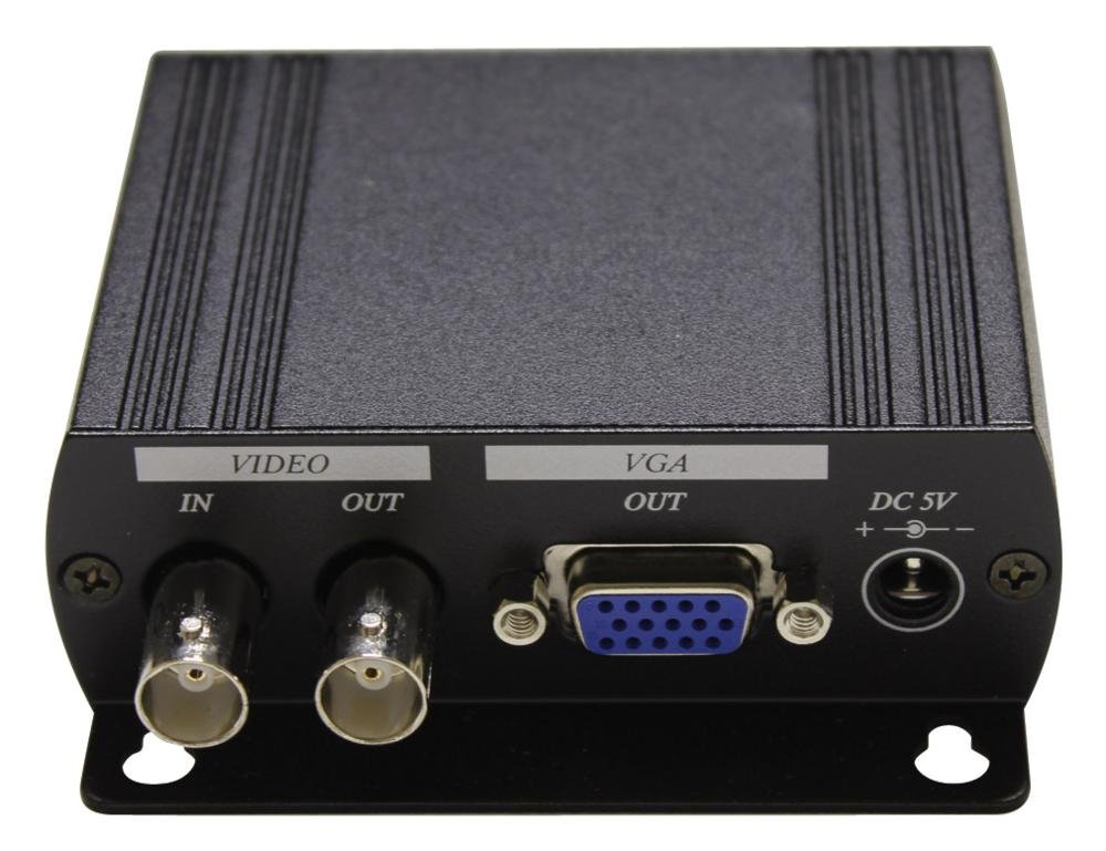 High Resolution Video to VGA Converter with BNC Loop-out - Defender Security - Perfect for CCTV Monitoring, Conference Rooms & Home Theater Setups