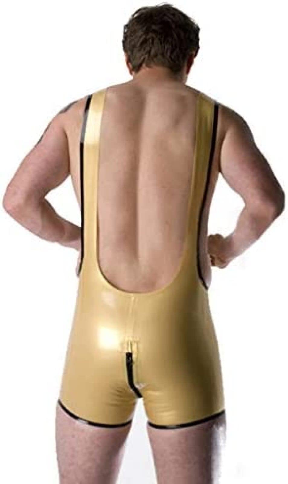 **Premium Gold Latex Rubber Shorts for Men - Suspender Pants in Green, X-Large - Perfect for Fetish Wear, Cosplay & Latex Fashion Enthusiasts**