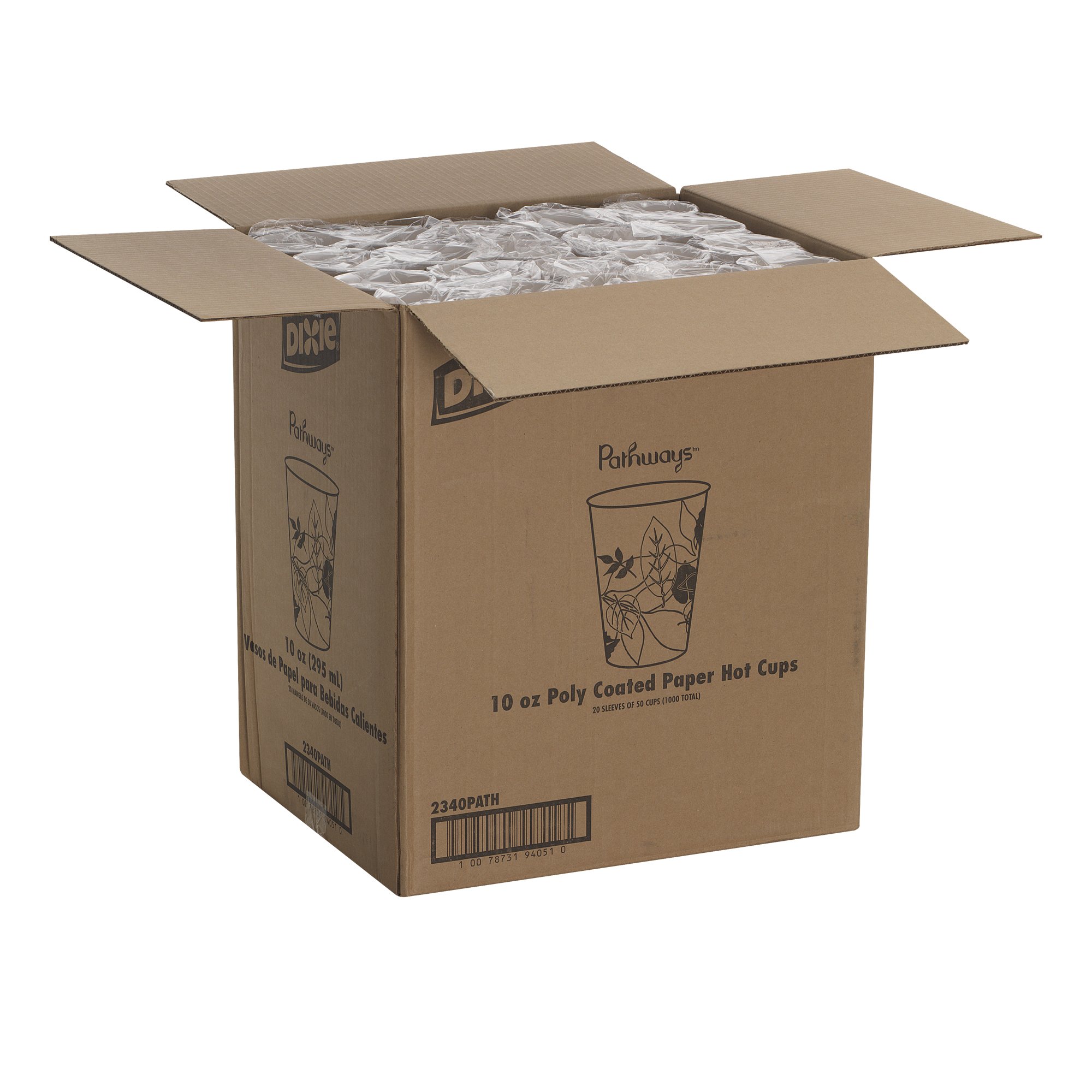 Dixie Paper Hot Coffee Cups, 10 oz (2340PATH) - 20 Sleeves with 50 Cups per Pack - Disposable Coffee Cups for Office, Cafes & Catering | Eco-Friendly Paper Coffee Cups for Hot Beverages