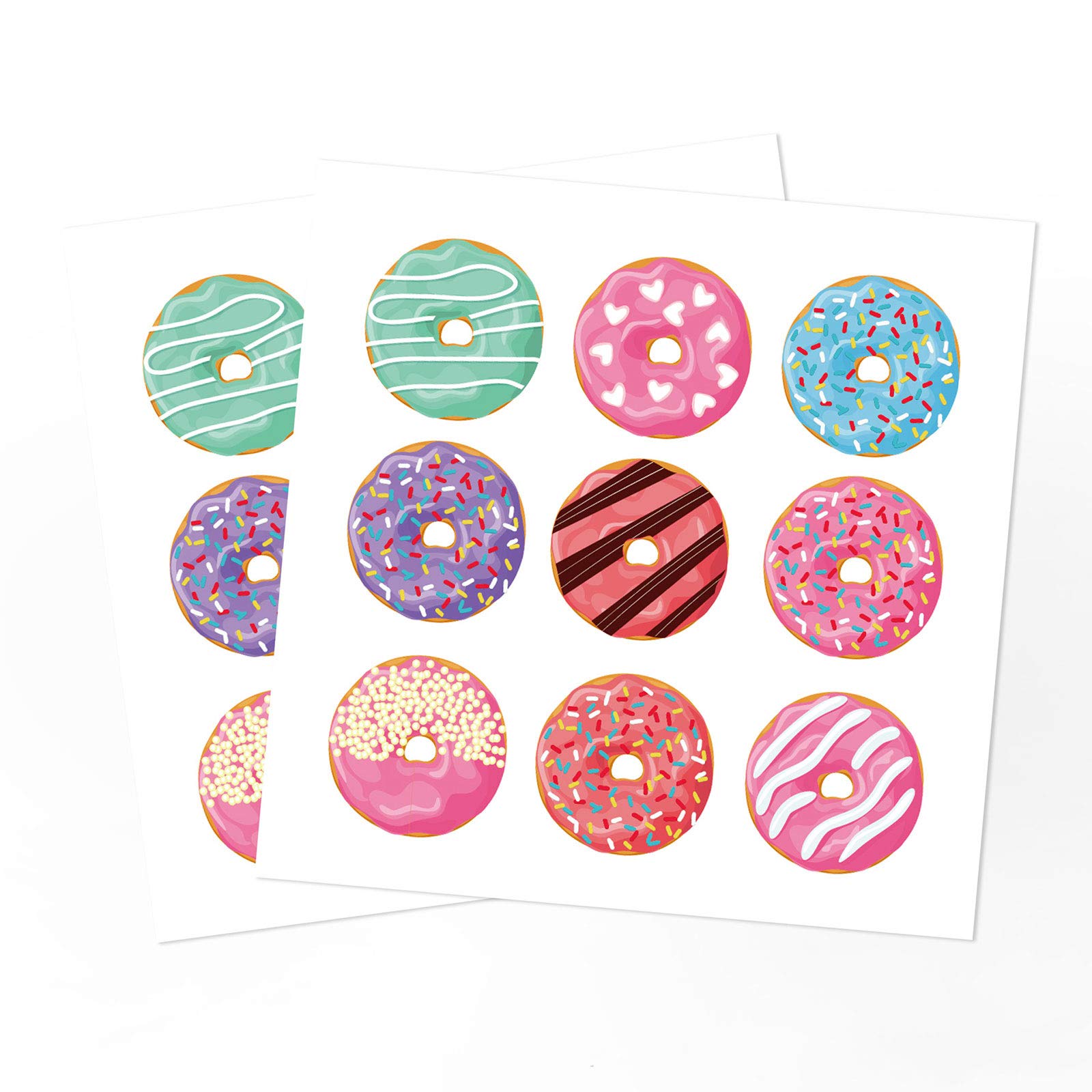 Wonfirst 24 Pack Pink Sweet Donut Candy Favor Bags with Stickers - Mini Paper Gift Treat Bags for Snacks, Christmas & Birthday Party Supplies - Perfect for Holiday Celebrations, Baby Showers, and Classroom Treats