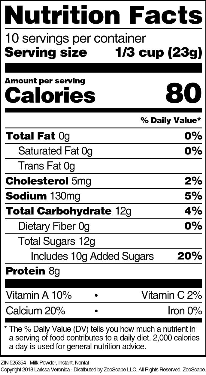 Nonfat Instant Milk Powder - 8 oz (2 Pack) | ZIN: 525354 | Perfect for Baking, Coffee & Smoothies