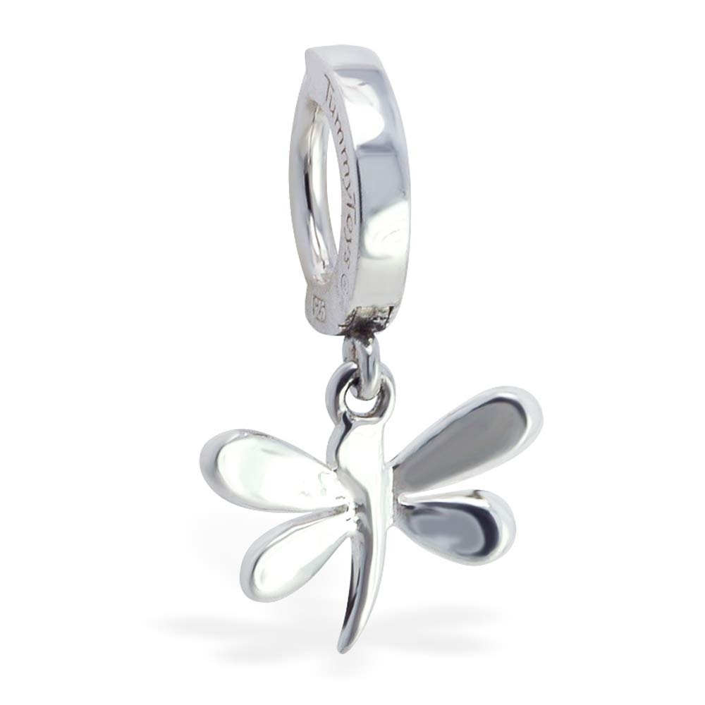 Silver Dragonfly Navel Ring - Hypoallergenic Belly Button Piercing Jewelry for Women | Perfect for Beach, Pool Parties & Summer Fashion