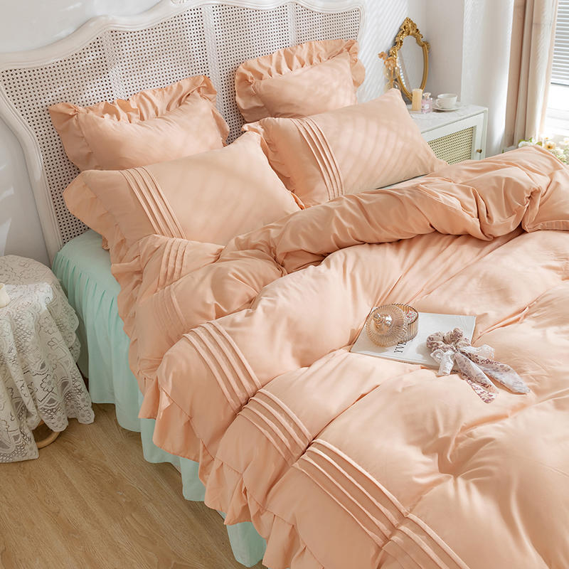 French Style Princess Ruffle Cotton Bed Skirt - Luxury Bedding Set with Elastic Fitted Design (1060) - Perfect for Girls' Bedrooms, Guest Rooms & Nursery Decor