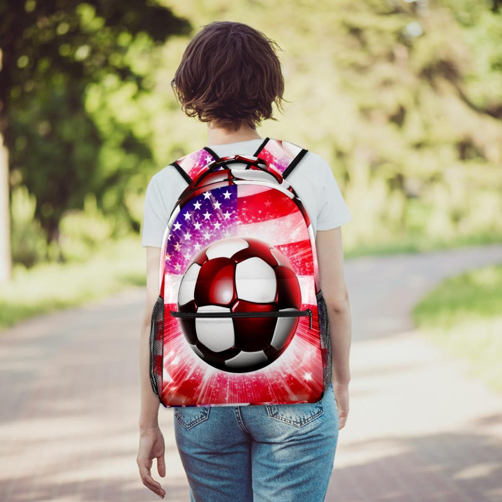 American Flag Football Backpack for Women & Men - Durable Travel Backpack for Sports, School & Outdoor Adventures