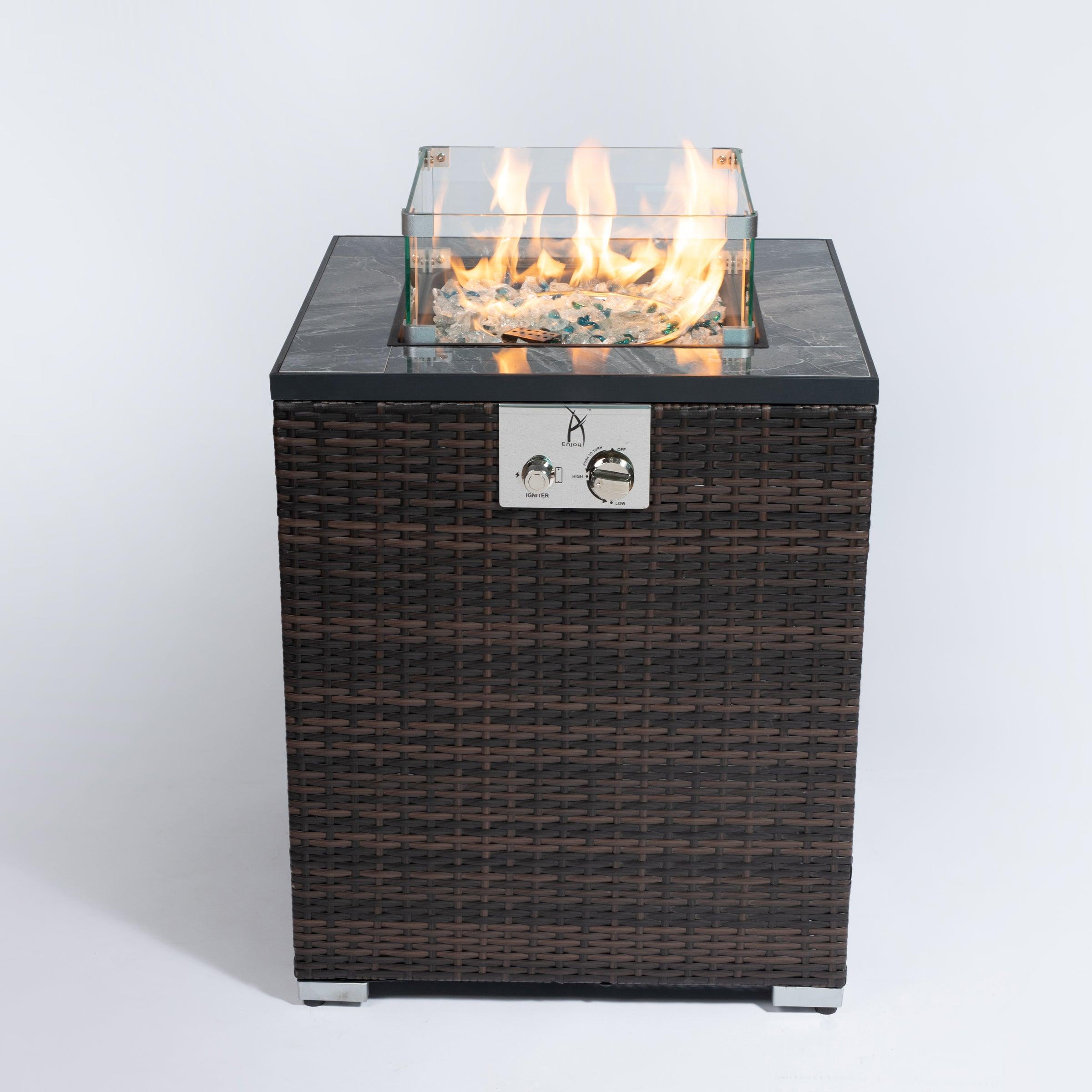28 Inch Outdoor Propane Fire Pit Column - Decorative Gas Fire Table for Garden, Patio & Backyard | Perfect for Outdoor Gatherings & Relaxing Evenings