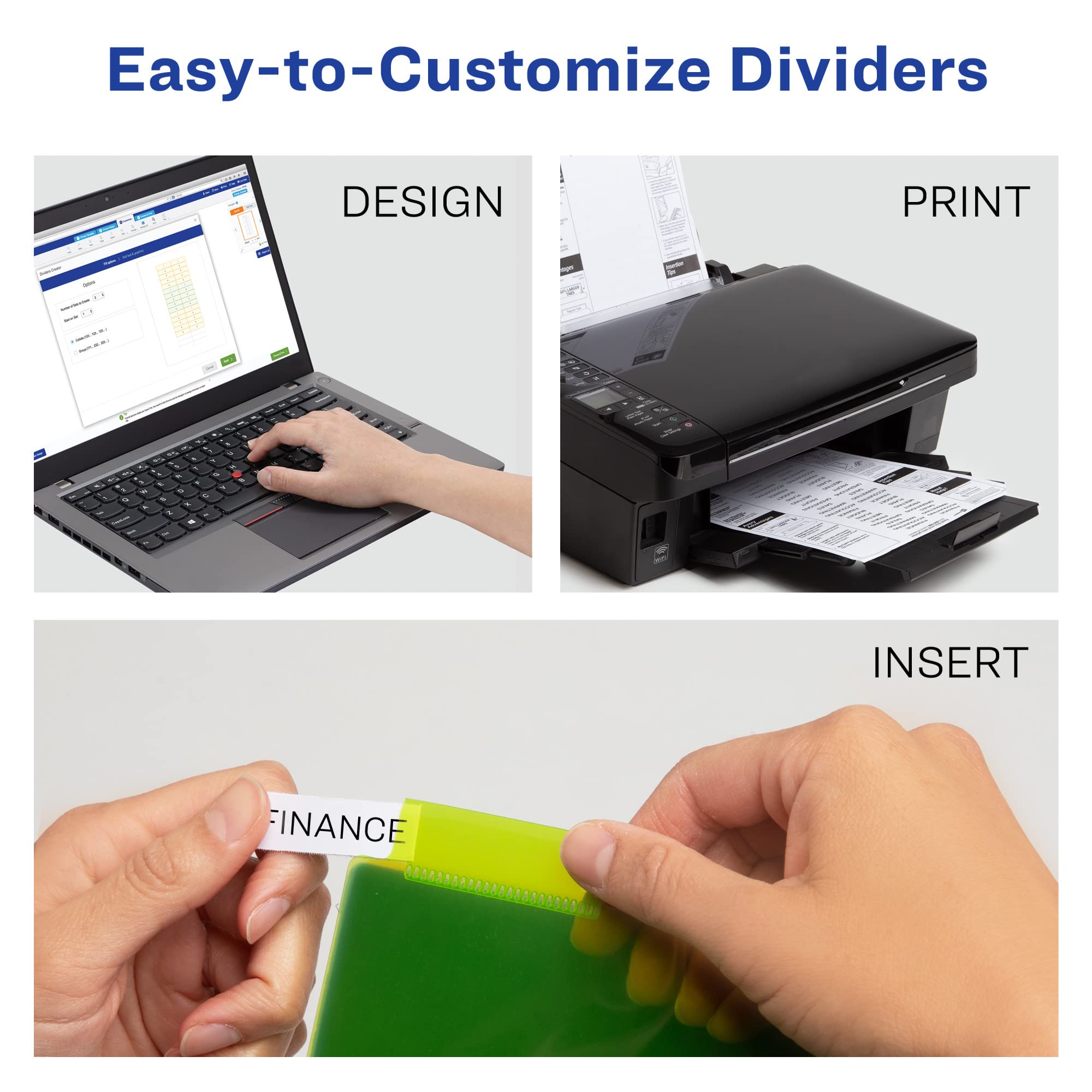 Avery 8-Tab Plastic Binder Dividers for 3-Ring Binders - Multicolor Insertable Big Tabs, 3 Sets (71901) - Perfect for School, Office Organization & Document Filing