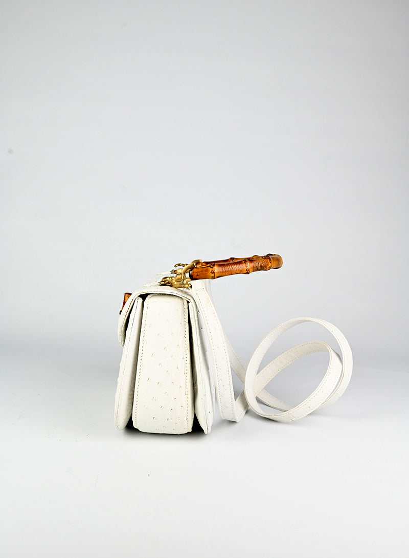 Authentic Gucci Bamboo Leather Handbag in White - Luxury Designer Tote for Women, Perfect for Office, Travel & Everyday Use