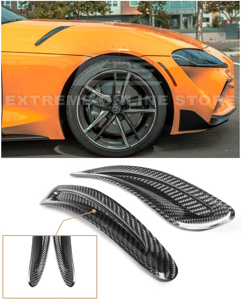 JDM Style Carbon Fiber Hood Duct Louver Cover Pair for 2020-2023 Toyota A90 A91 Supra - Factory Replacement & Performance Upgrade - Perfect for Street Racing & Car Shows