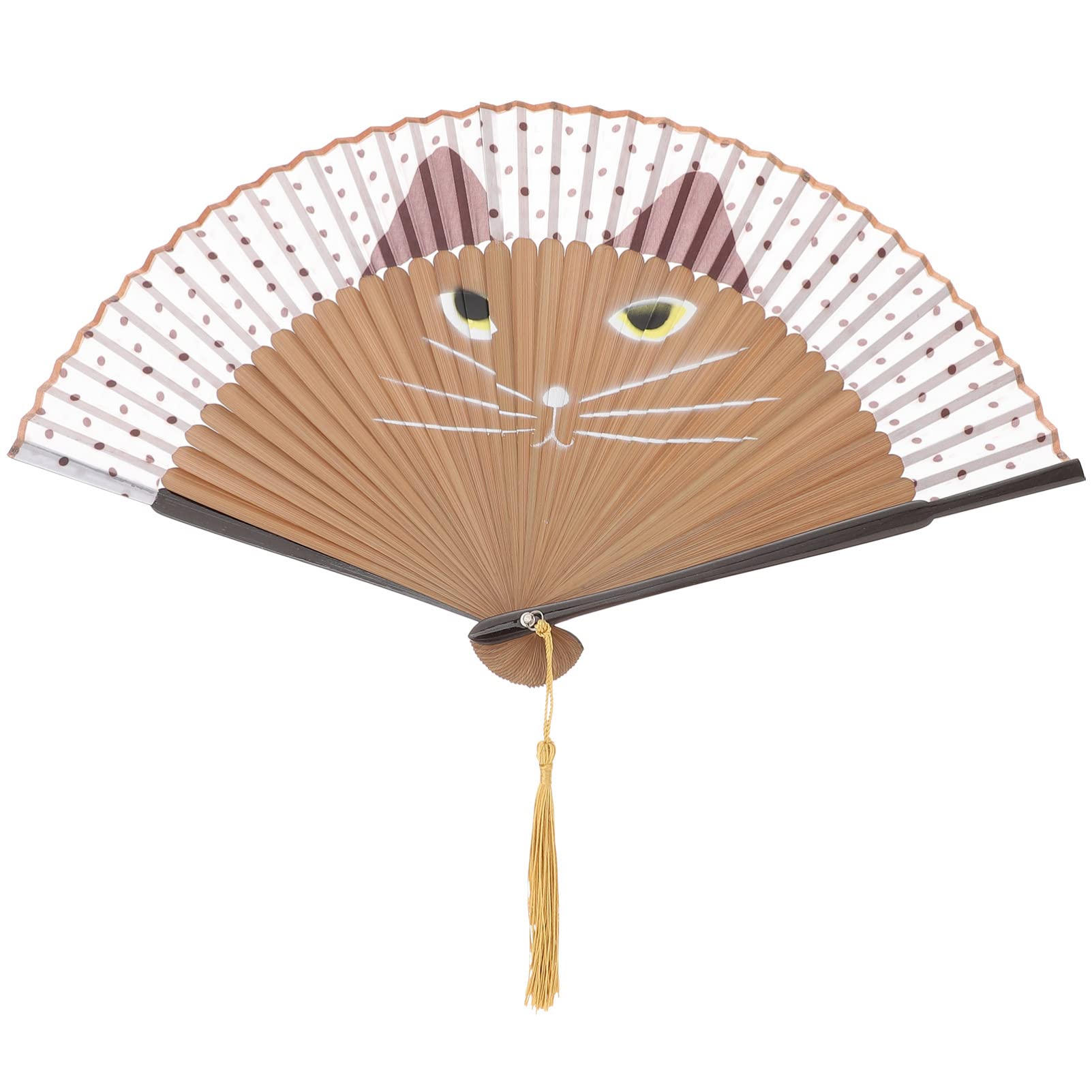 Garneck Cartoon Cat Folding Japanese Fan - Handheld Silk Fan for Summer, Gifts & Cosplay (Ideal for Anime Conventions, Beach Trips & Home Decor)