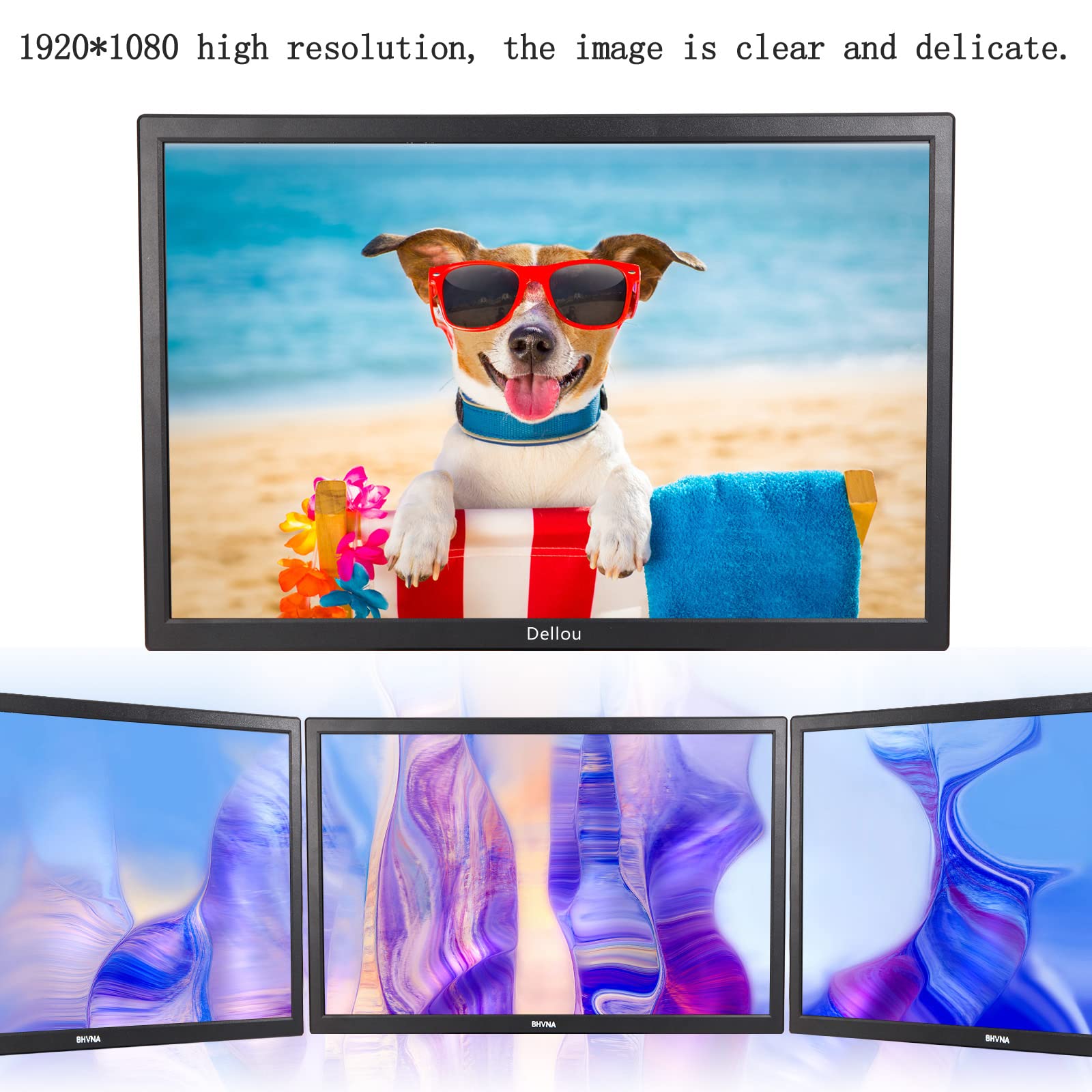 22 Inch LCD Security Monitor for CCTV Surveillance - Full HD 1920x1080 Resolution with HDMI, AV, BNC, USB & VGA Inputs - Built-in Speakers for PC & Video Monitoring - Ideal for Home Security, Office Surveillance & Computer Display