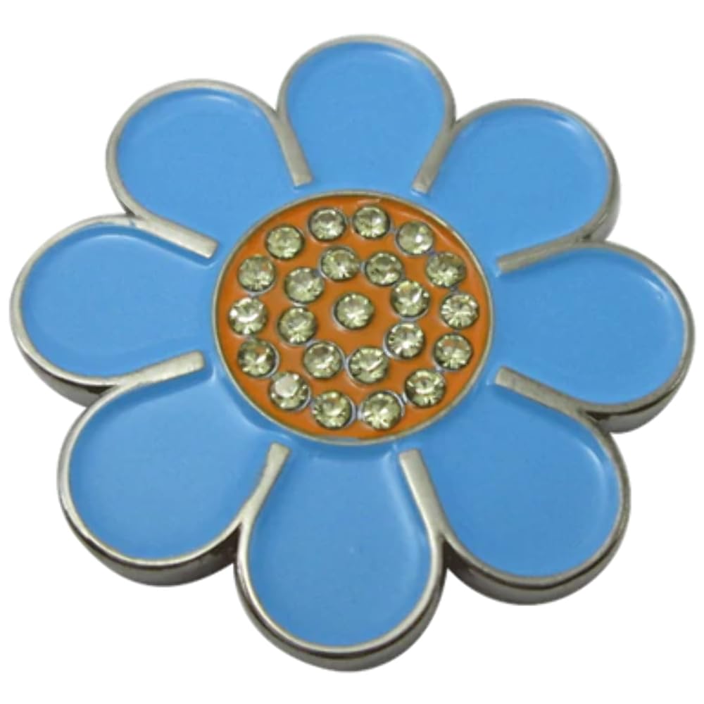 Hippie Flower Golf Ball Marker & Hat Clip - Blue & Orange for Golf Accessories