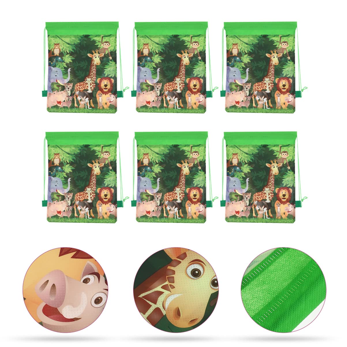 6pcs Cartoon Drawstring Backpack Bags for Kids Birthday Party Favors - Non Woven Goodie Bags, Party Supplies & Souvenir Pouches - Perfect for School Events, Halloween Treats & Gift Exchanges
