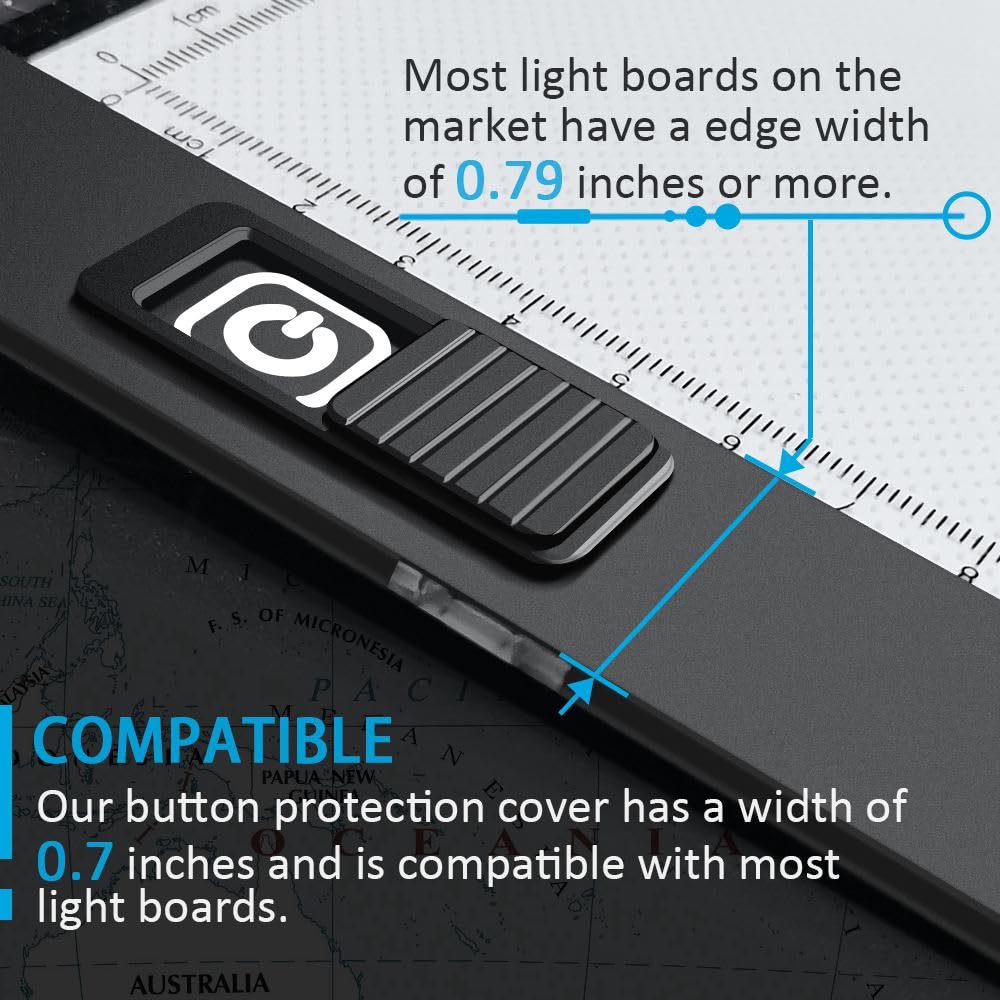 ILIVABLE Diamond Painting Light Pad Switch Cover Slide - Touch Button Protector for Light Table, Tracing Light Box & Art Light Board (Black, 2 Pack) - Perfect for Diamond Art, Calligraphy & Craft Projects