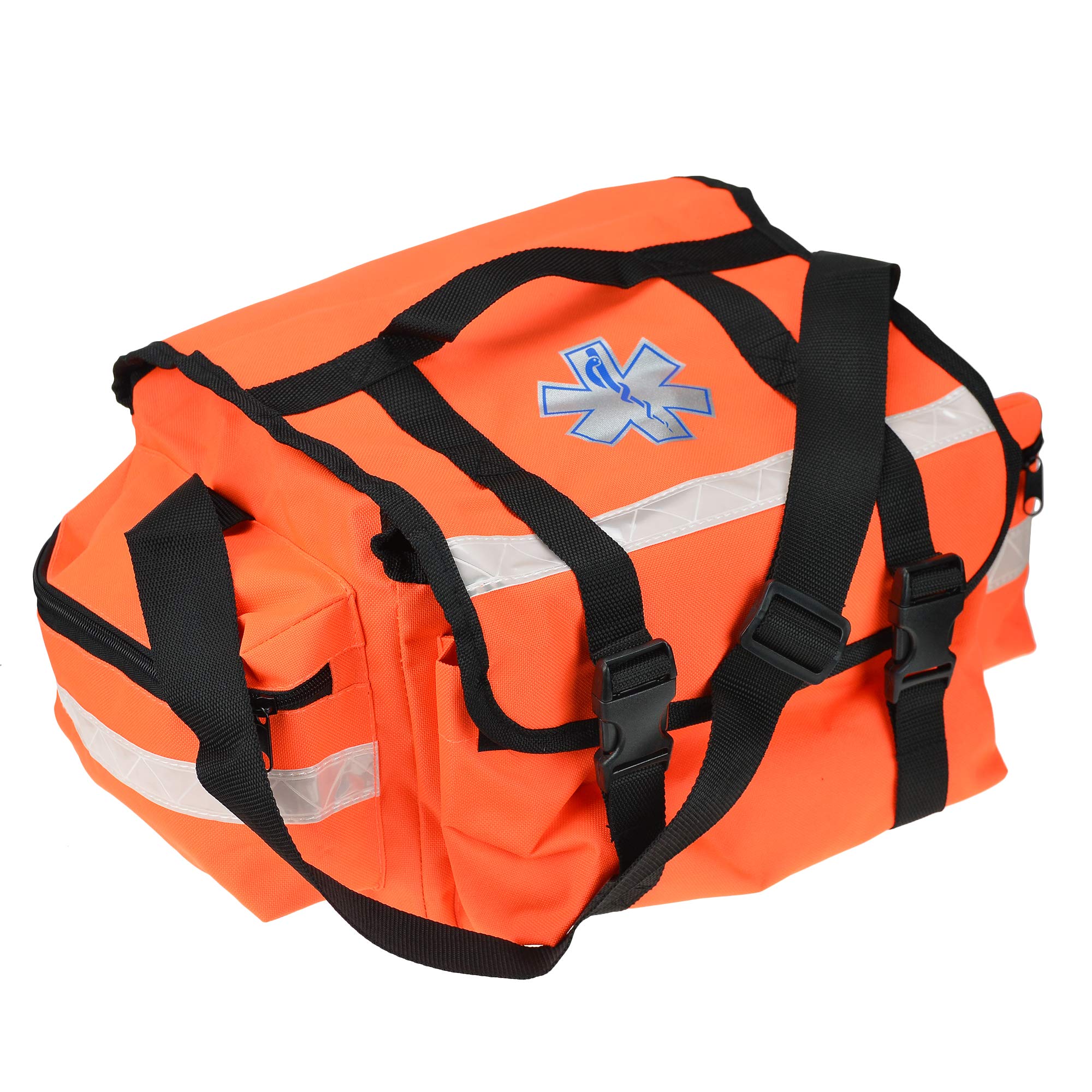 Dealmed First Responder Medical Trauma Bag - Fully Stocked EMT First Aid Kit with Essential Supplies | Portable Orange Emergency Bag for First Responders, EMTs, and Outdoor Adventures