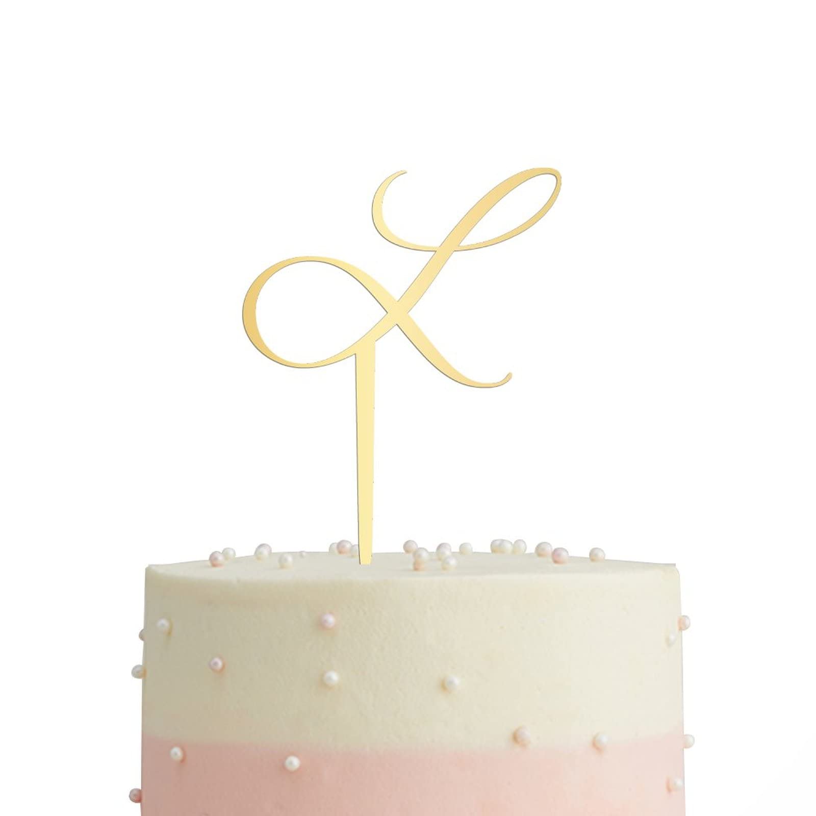 Personalized Acrylic Glitter Gold Letter L Cake Topper - Rustic Wedding, Anniversary & Engagement Party Decor - Custom Initials for Cakes, Cupcakes & Desserts