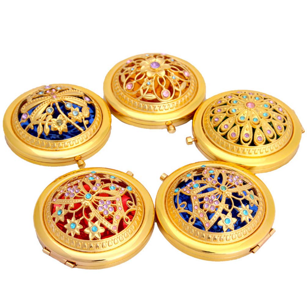 Minkissy Vintage Round Double Sided Travel Makeup Mirror - 2X Magnifying Compact Mirror with Random Pattern, Small Pocket Mirror for Women | Perfect for Travel, Home, and On-the-Go Touch Ups