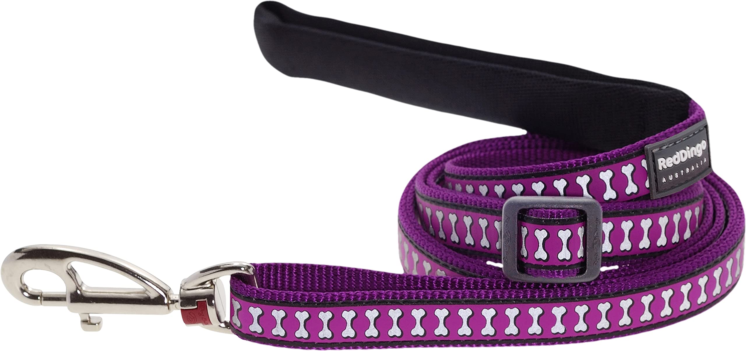 Red Dingo Reflective Dog Leash - Small Purple Nylon Dog Lead with Adjustable Handle for Nighttime Safety - Perfect for Walking, Jogging, and Outdoor Adventures with Your Pet