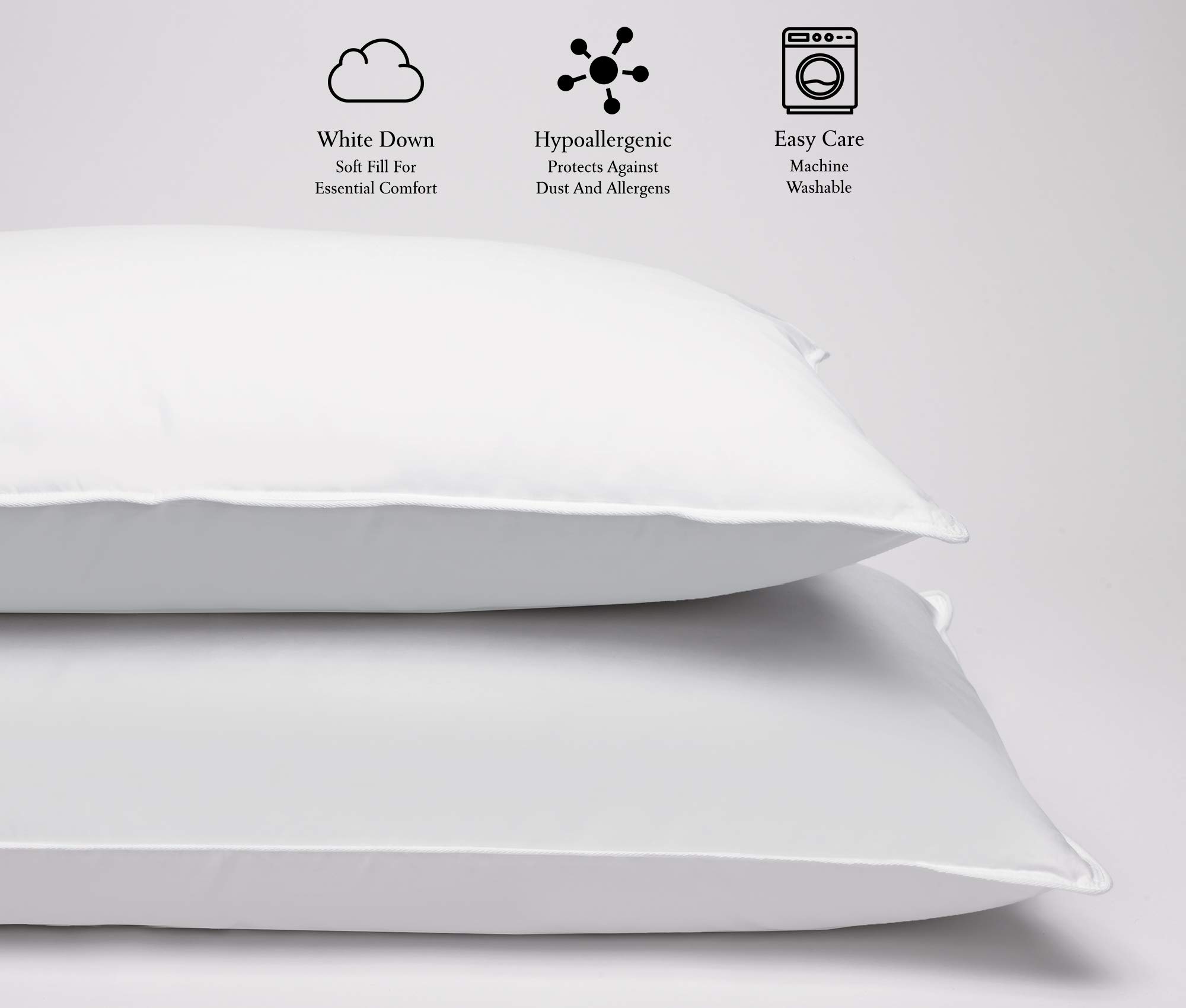 Premium St. Regis Hotels Down Pillow - Ultra Soft White Goose Feather Pillow - Queen Size 20x30 Inches - Luxury Bedding for Hotels & Home Use