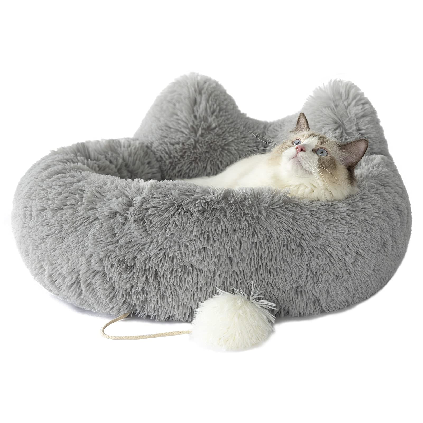 Premium Calming Pet Bed for Cats & Dogs - Soft Fluffy Warm Luxury Indoor Cat Bed & Anti-Anxiety Dog Bed with Non-Slip Waterproof Bottom - Joint Relief & Sleep Improvement for Small Pets - Perfect for Cozy Napping & Stress Relief at Home