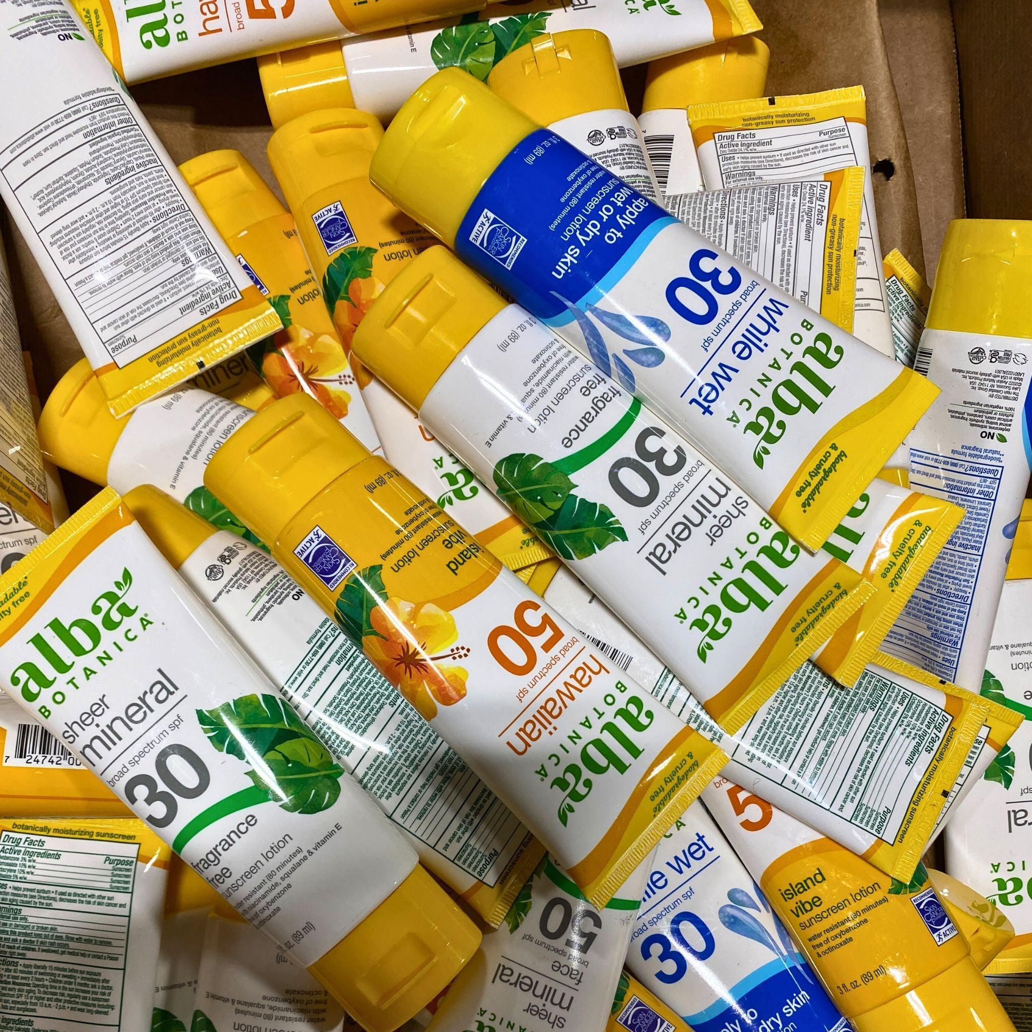Alba Botanica Sunscreen Lotion Variety Pack - SPF 30 & 45, Scented & Unscented (50 Pieces) | Daily Sun Protection for Face & Body, Beach & Outdoor Activities