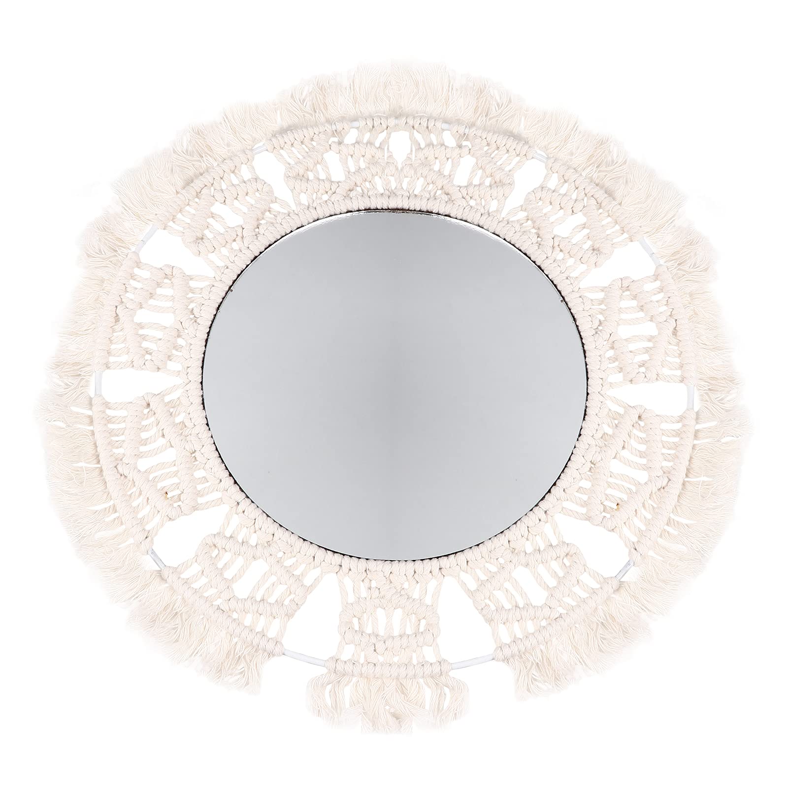 Bohemian Cotton Rope Mirror - Handwoven Wall Decor with Woven Design, Nordic Style Makeup Mirror & Photo Prop for Home, Bedroom, Bathroom, Living Room Decor