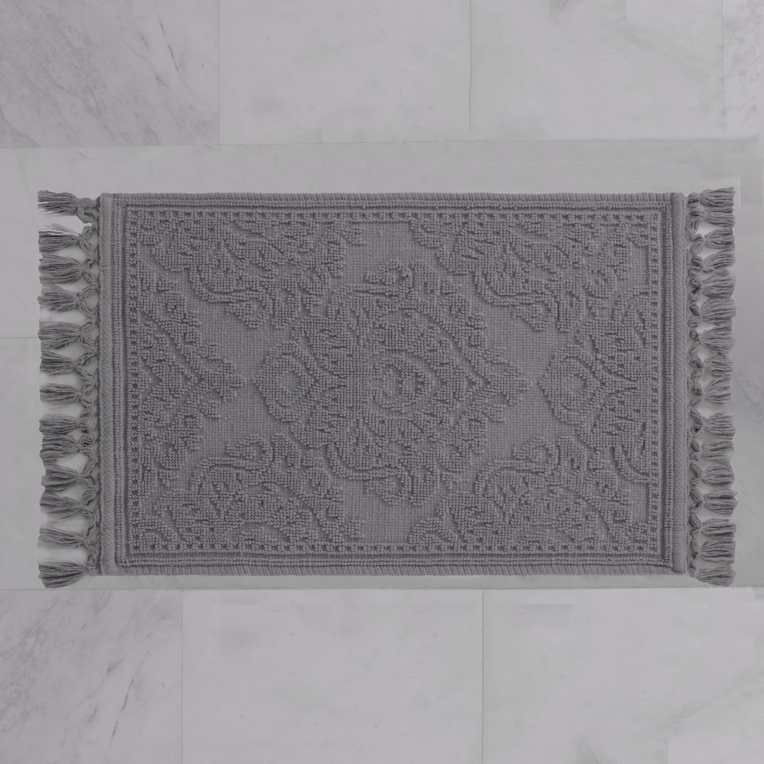 Premium 100% Cotton Woven Fringe Bath Mat by Jean Pierre - Soft Absorbent Bathroom Rug (21