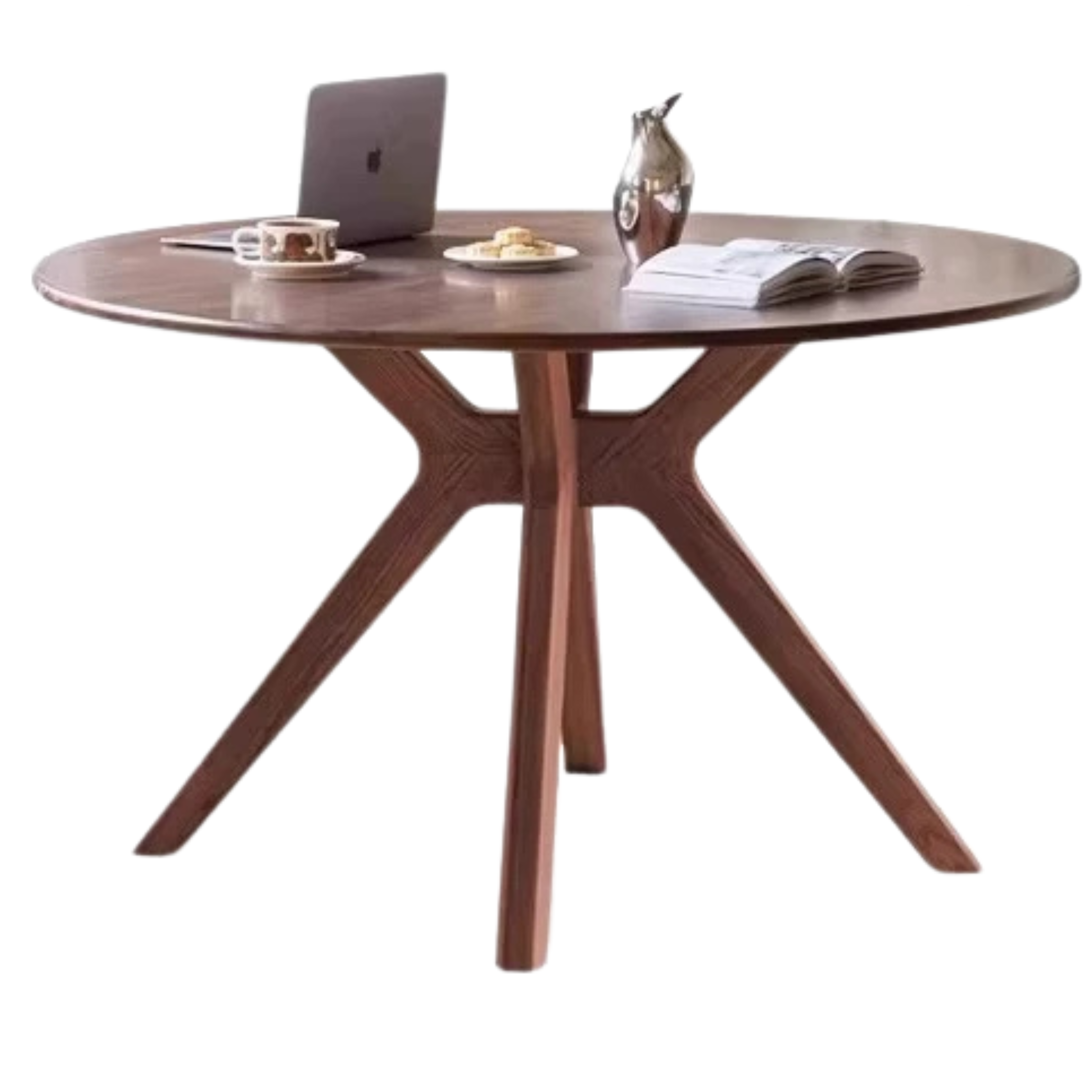 47.2x47.2x29.1 inch / 120x120x74.8 сm / Rich Dark Walnut color / solid wood dining table