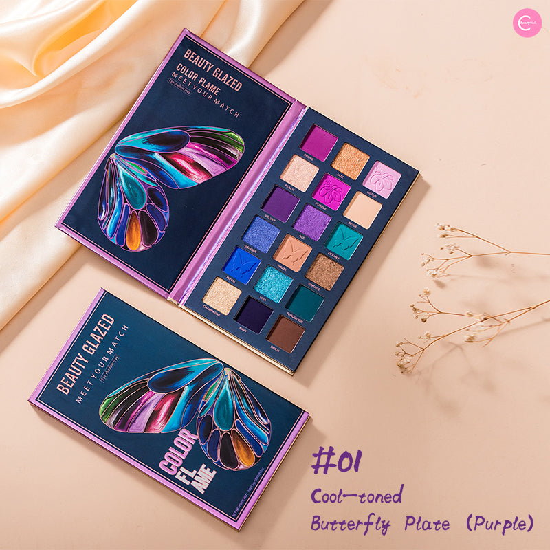 BEAUTY GLAZED 18-Color Butterfly Eyeshadow Palette - Highly Pigmented, Long Lasting Makeup for Party, Wedding & Daily Use