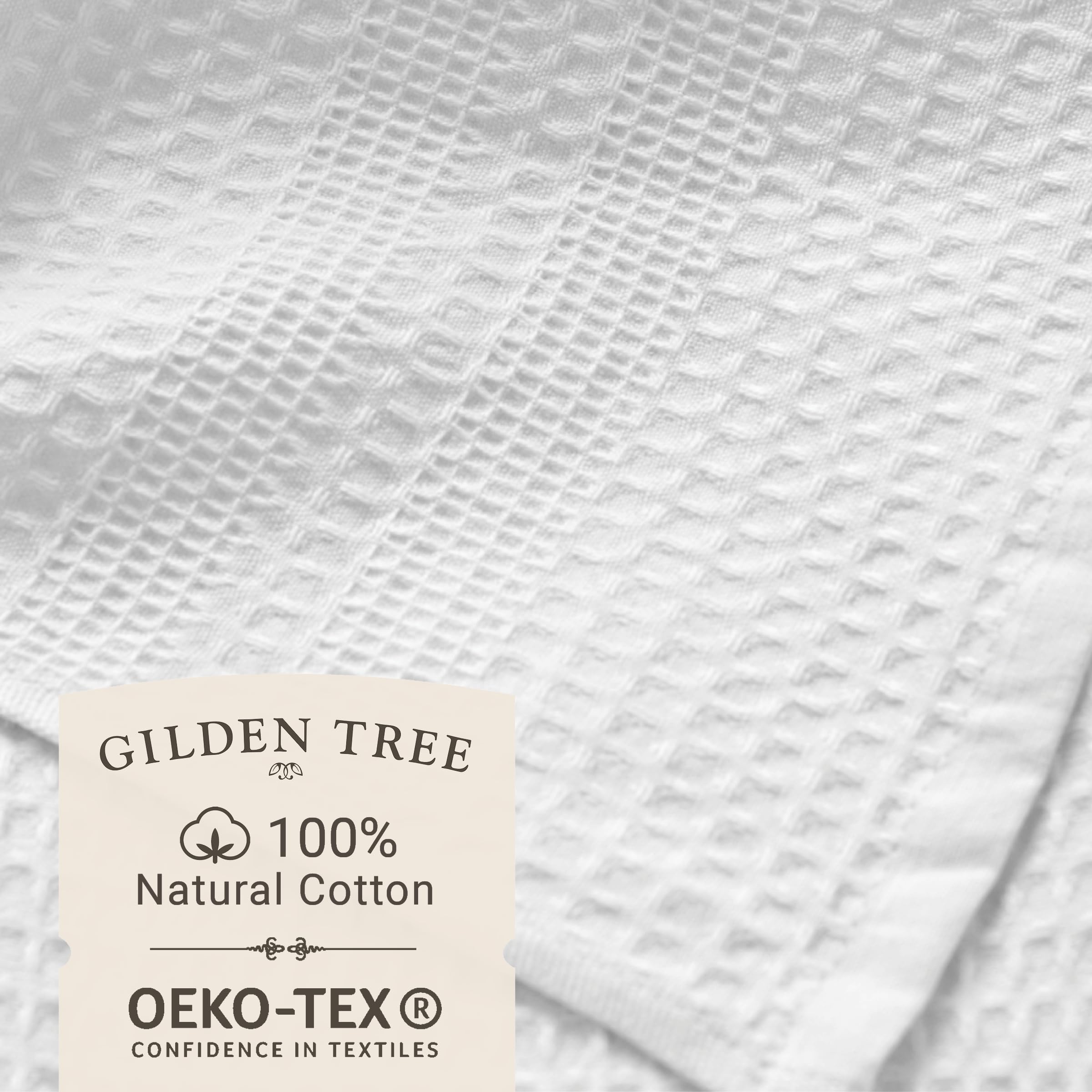 GILDEN TREE 100% Cotton Waffle Hand Towels for Bathroom - Super Absorbent, Quick Dry, Lint Free - Set of 2 Classic White Towels - Perfect for Guest Bathrooms, Kitchen Use & Spa Days