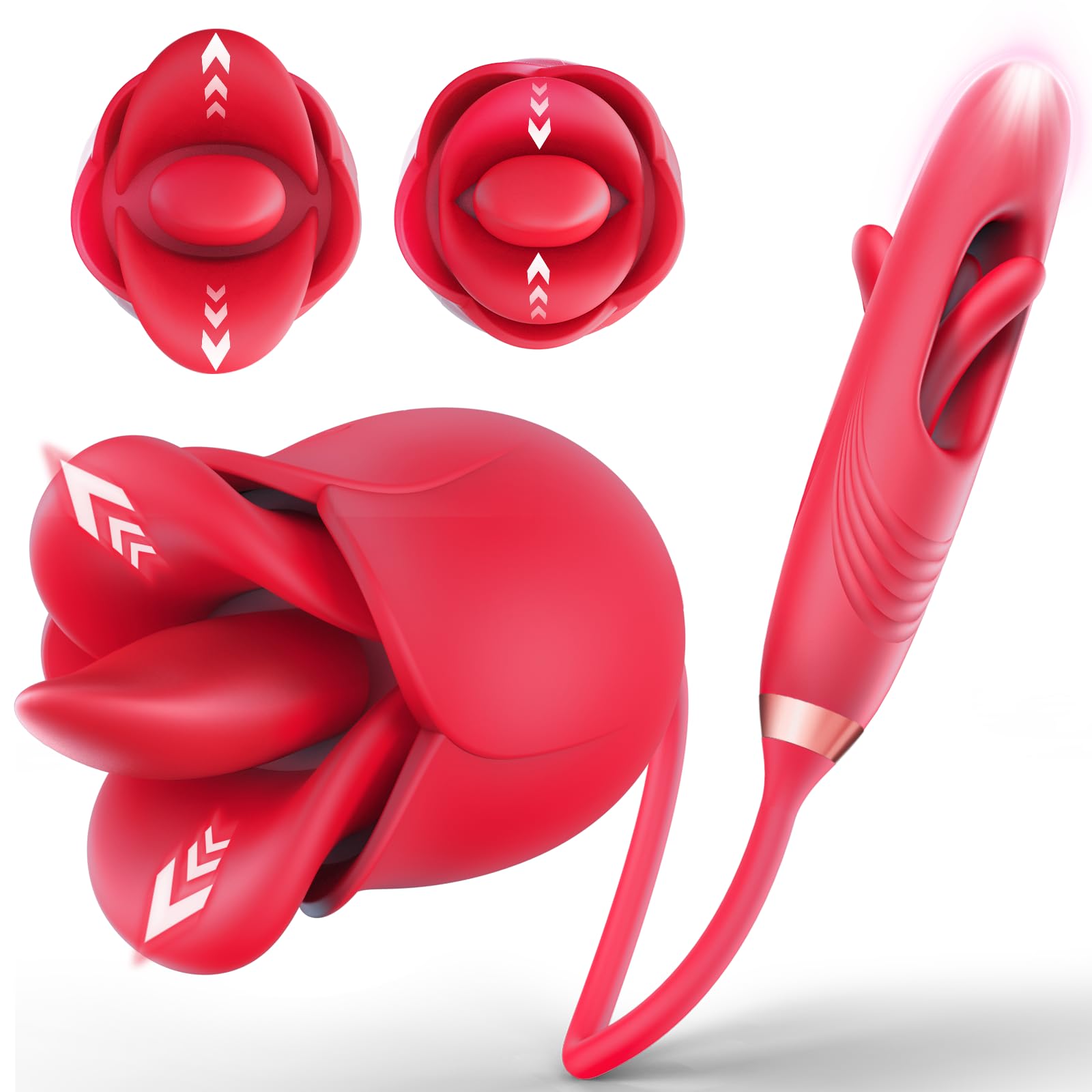 BSZone 4-in-1 G Spot Vibrator Rose Sex Toy for Women - 10 Vibration Modes & Flapping Clitoral Stimulator, Nipple Anal Vibrator for Couples | Perfect for Solo Play, Couples Intimacy & Sensual Massage