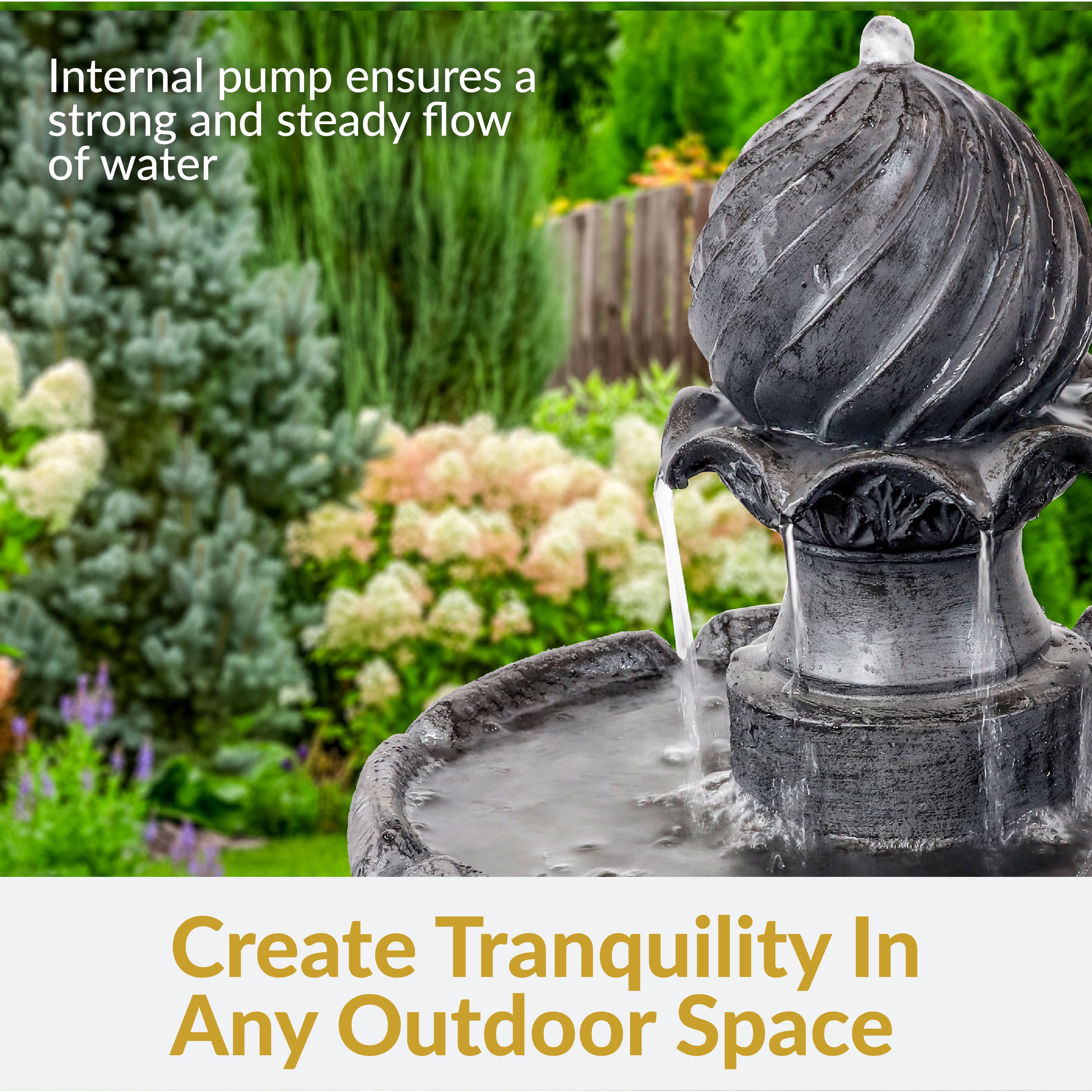 Sunnydaze 2 Tier Solar Outdoor Water Fountain with Battery Backup - Garden Decor, Patio, Yard, and Backyard Water Feature for Relaxation & Bird Attraction