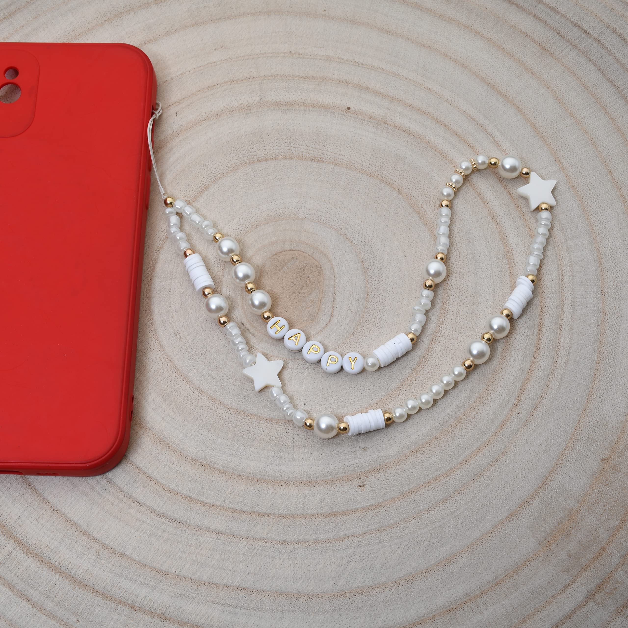 3pcs Handmade Beaded Phone Lanyard Wristband - Smiley Beaded Phone Charm with Shell Letter Design - Stylish Phone Chain Strap for Women & Girls - Perfect for Work, School, Travel and Everyday Use