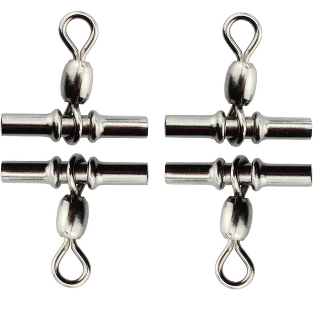 30Pcs 3 Way T-Shaped Fishing Swivels with Sleeves - Size 2/0#3 - Durable Fishing Tackle Connectors for Saltwater & Freshwater Fishing - Perfect for Bass, Trout & Catfish Angling