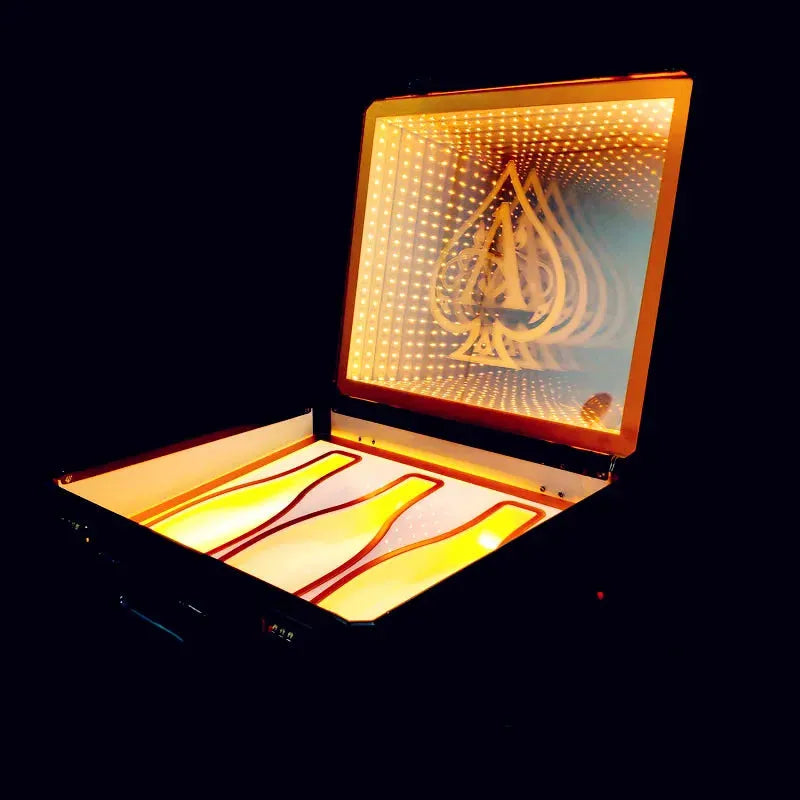 3 Bottle LED Ace of Spade Champagne Suitcase - VIP Wine Presenter Box with Glow Lights, Luxury Display Case for Nightclub, Party, Wedding & Special Events - Perfect for Celebrations, Gifts & VIP Entertainment