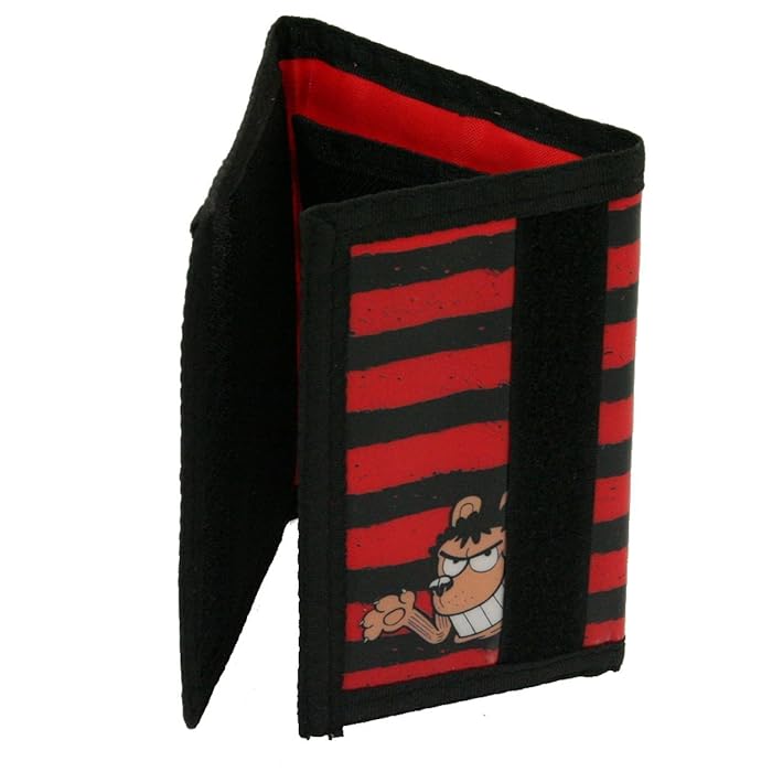 Dennis the Menace & Gnasher Red Black Striped Wallet for Men - Comic Character Themed Bifold Wallet - Perfect for Gifts, Collectors, and Everyday Use