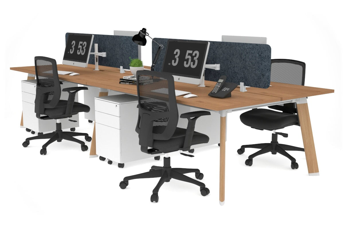 4-Person Workstation with Wood Imprint Frame - 1800L x 800W with Cable Management for Office & Home Workspace