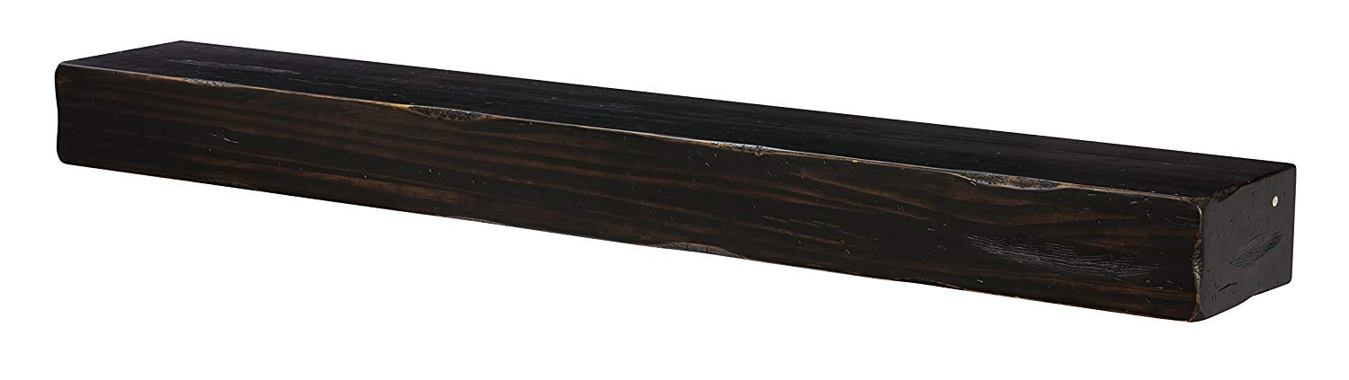Pearl Mantels 412-72-20 The Shenandoah 72-Inch Wooden Shelf/Mantel - Espresso Rustic Distressed Finish - Perfect for Fireplace Mantel Decor, Living Room, Bedroom & Farmhouse Style Home Decor