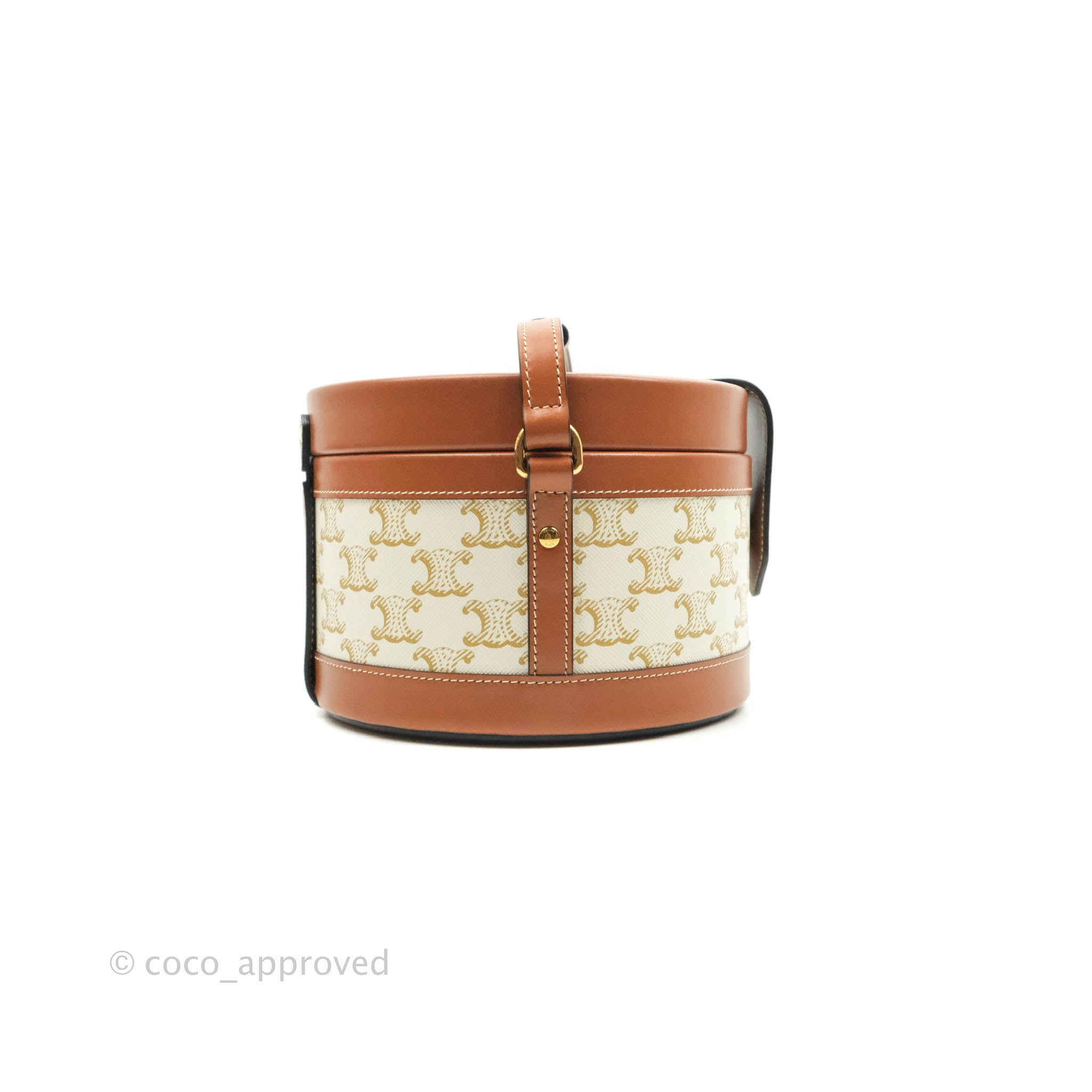 Celine Medium Tambour Bag in White Triomphe Canvas - Luxury Shoulder Bag for Women, Perfect for Work, Travel & Evening Events