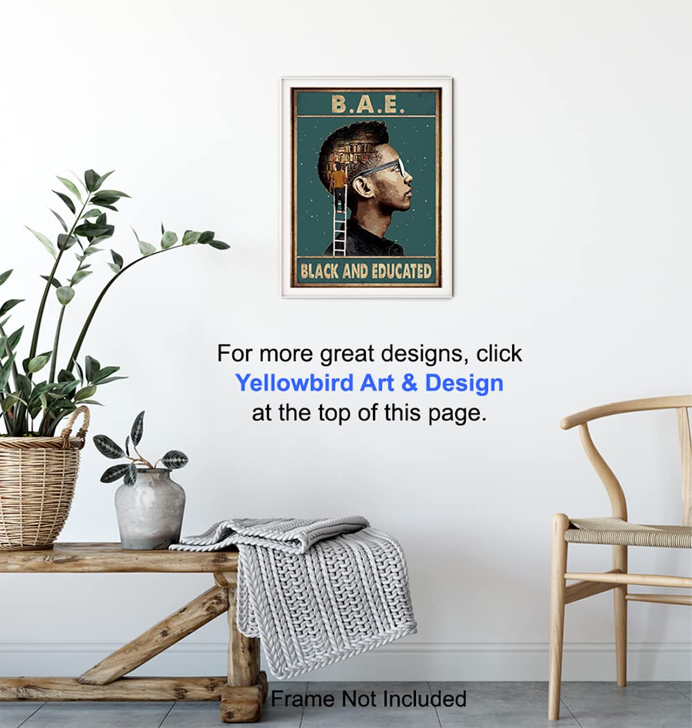 African American Wall Art - Inspirational Black Art Decor for Classroom & Home - Motivational Posters with Positive Quotes - Black Pride Reading Picture for Boys & Men - Perfect for Offices, Schools & Living Rooms